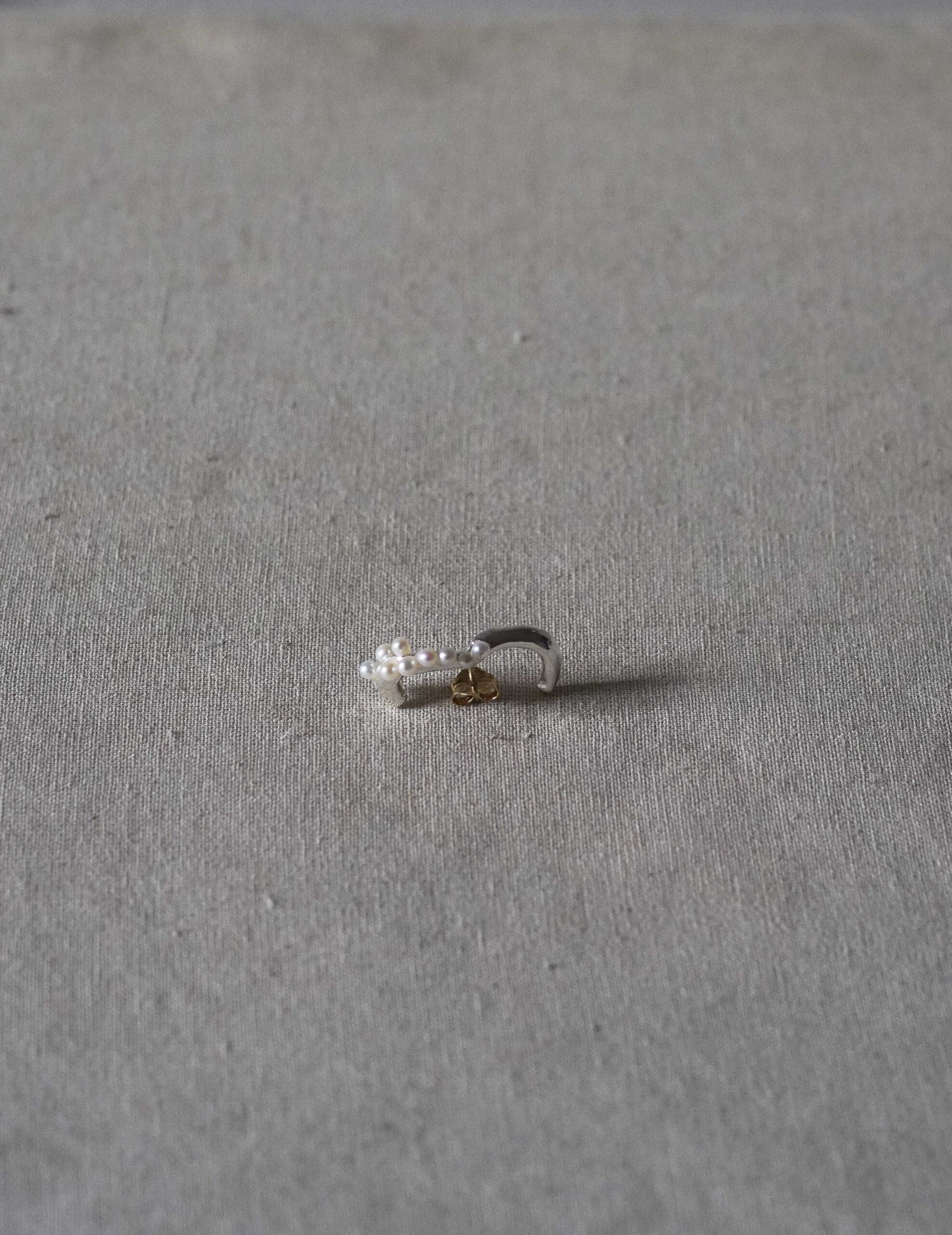 Pearled Wave Silver Earrings