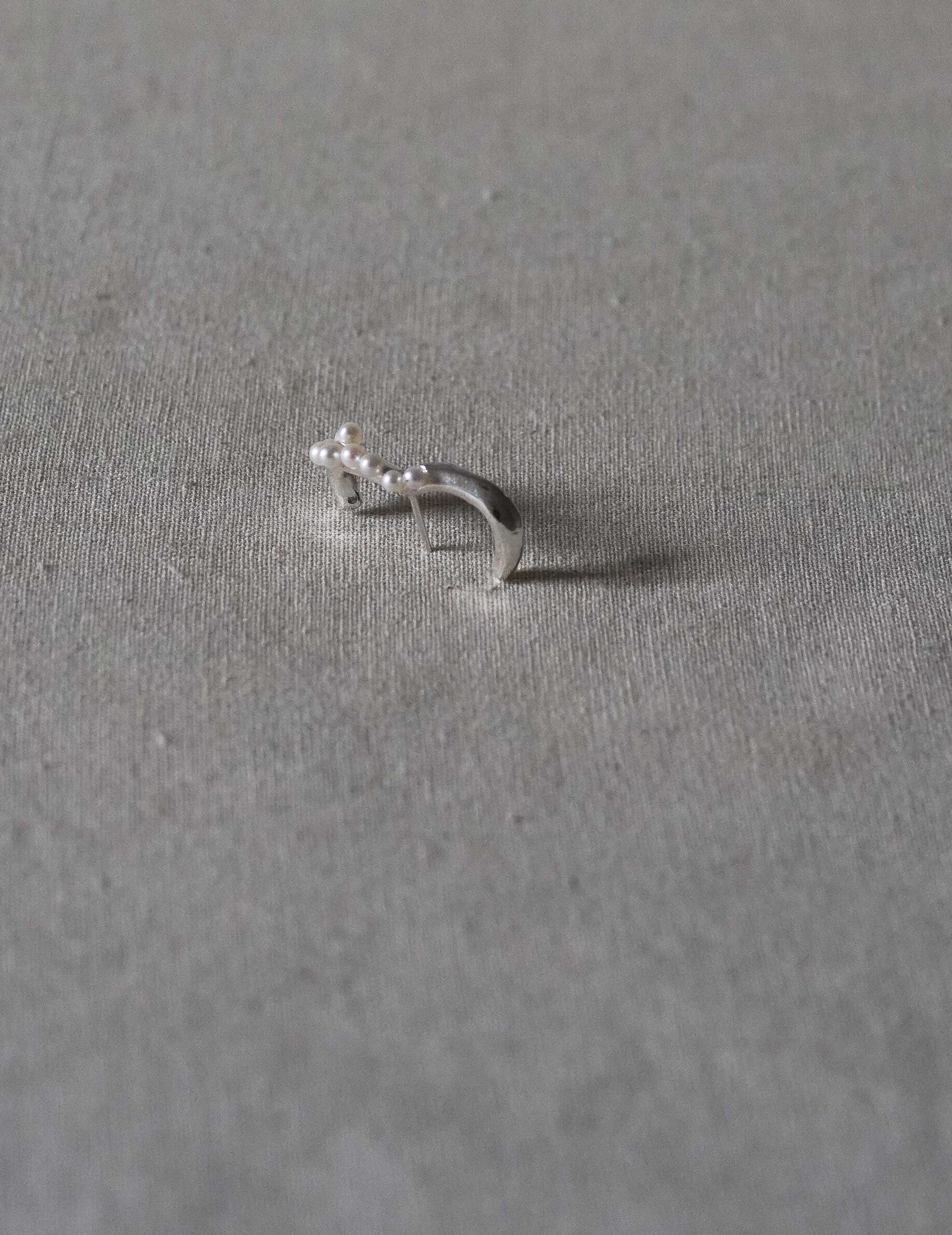 Pearled Wave Silver Earrings