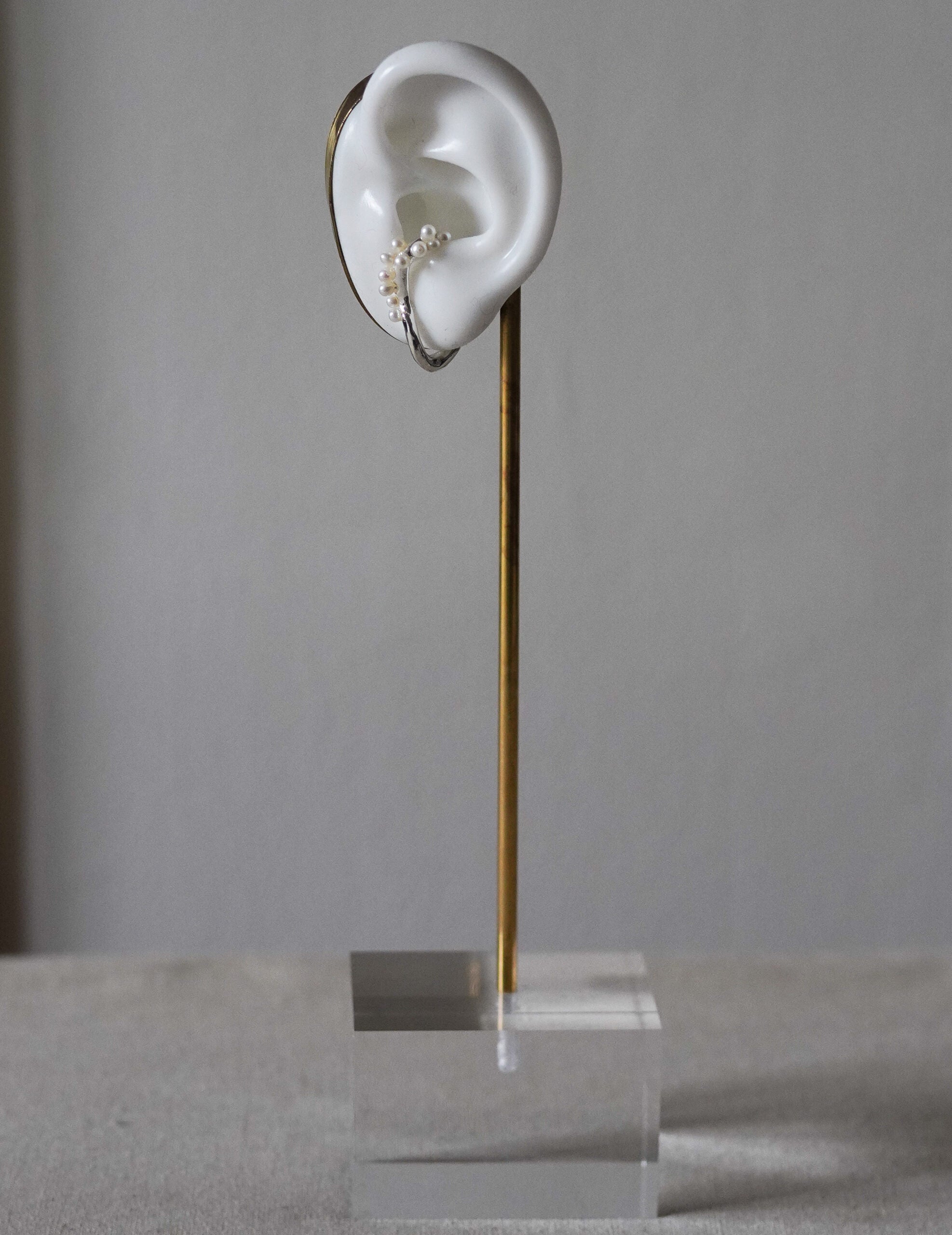 Pearled Wave Silver Earrings