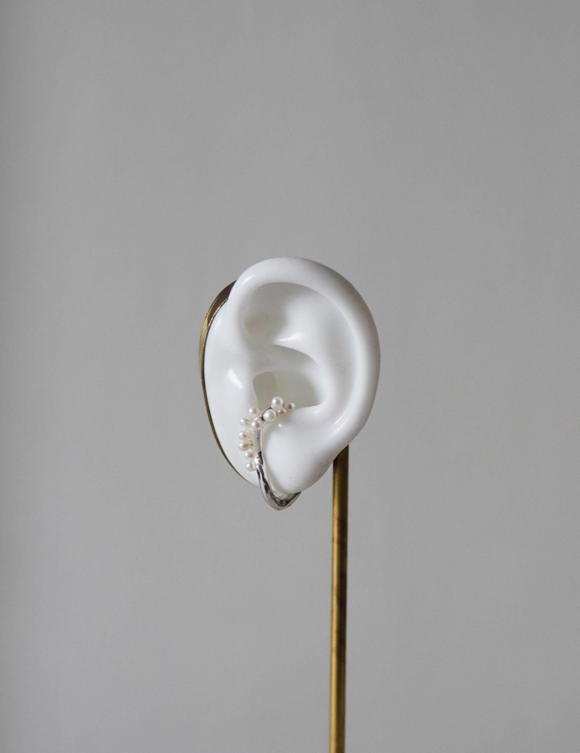 Pearled Wave Silver Earrings