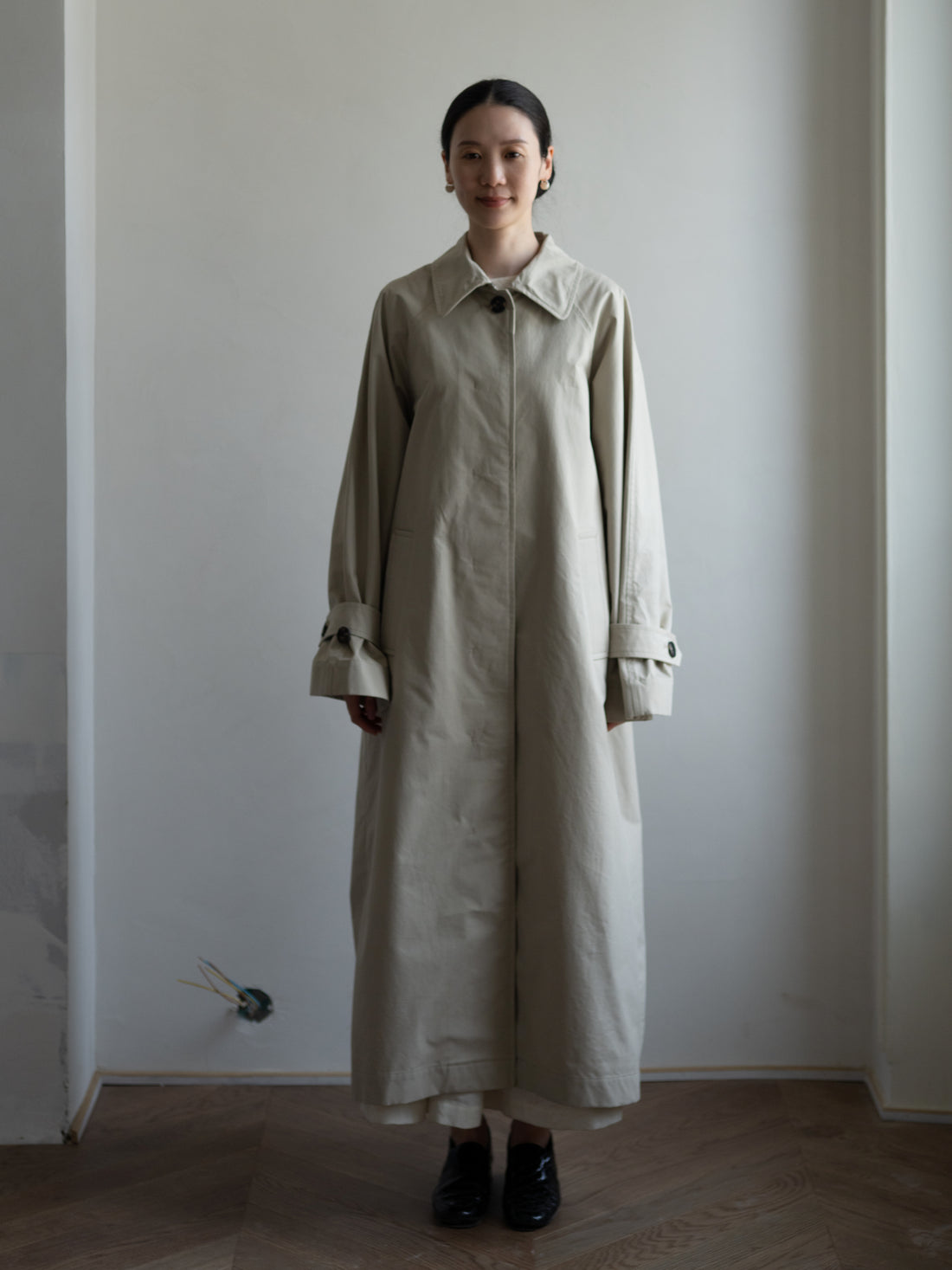 CARO HALF PANAMA Cotton Coat・Stone