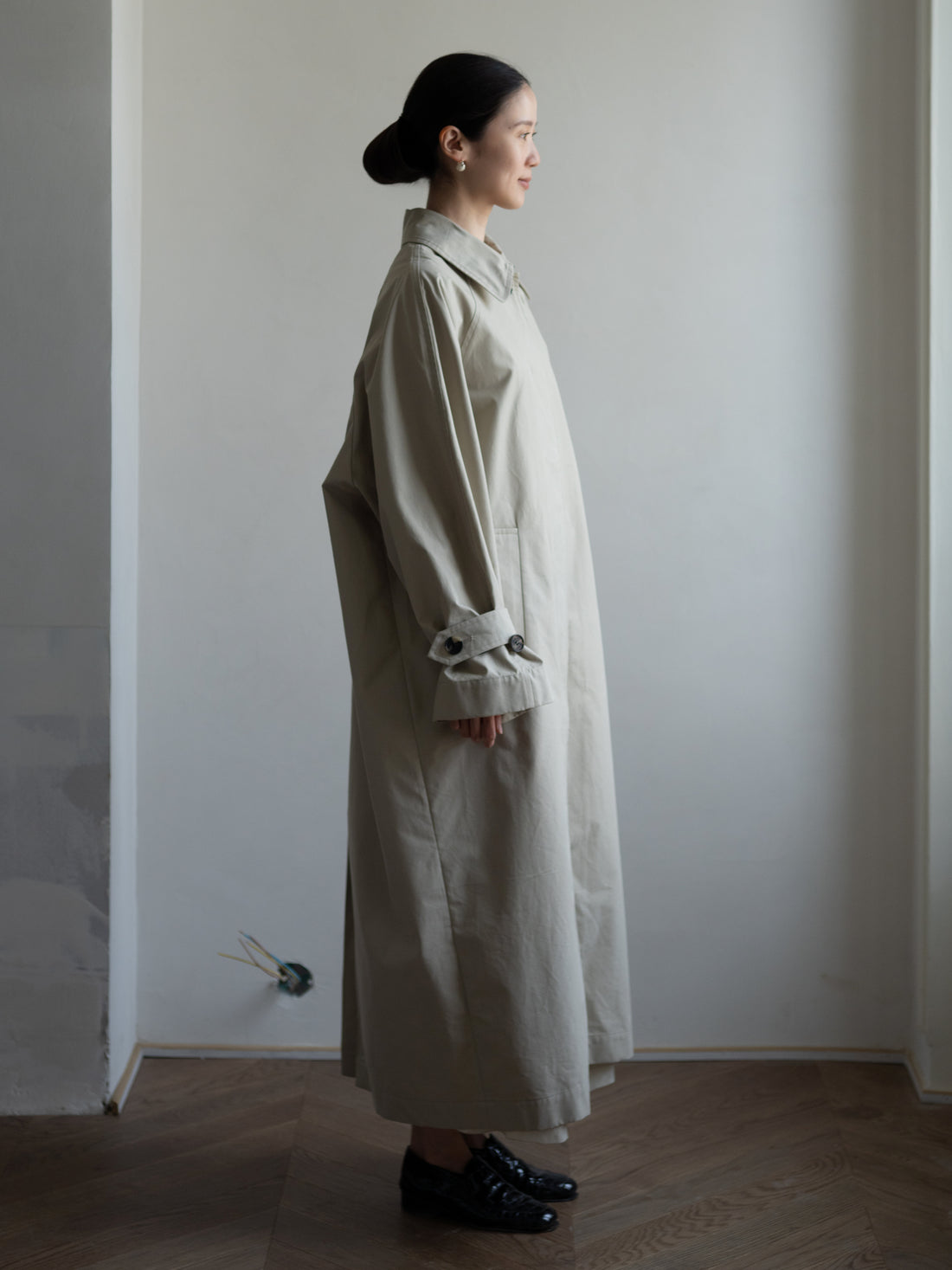CARO HALF PANAMA Cotton Coat・Stone