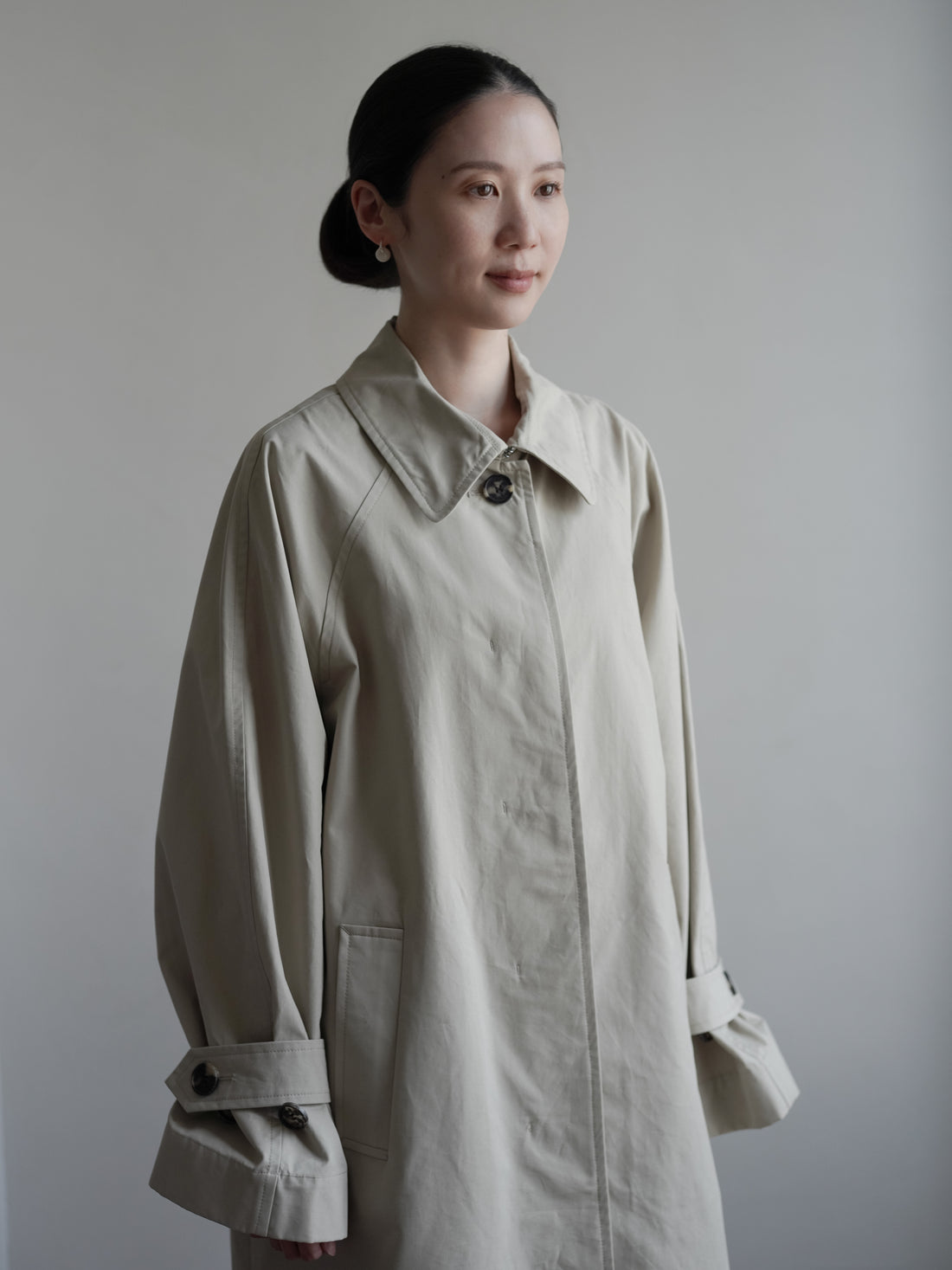 CARO HALF PANAMA Cotton Coat・Stone