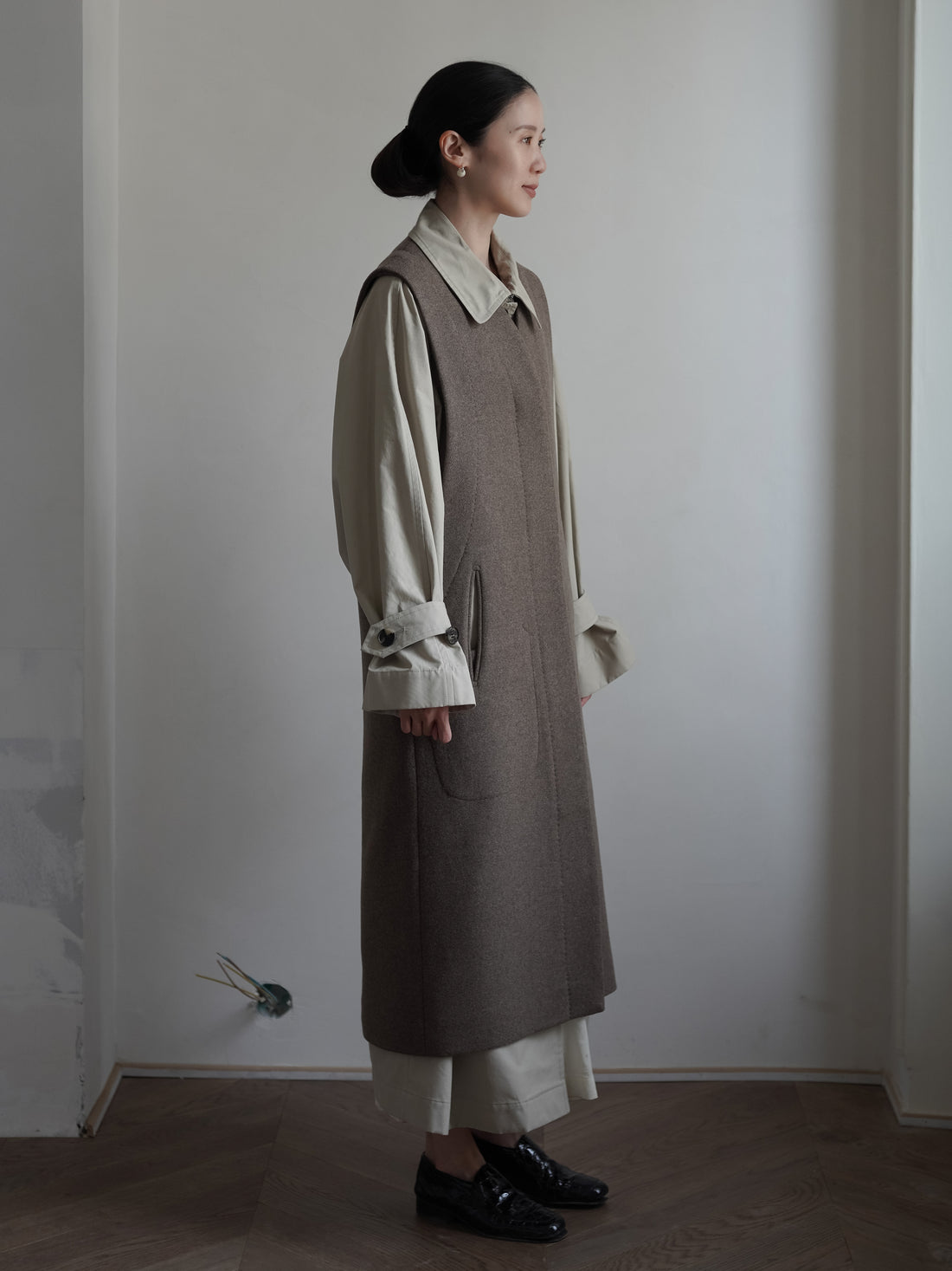 CARO HALF PANAMA Cotton Coat・Stone