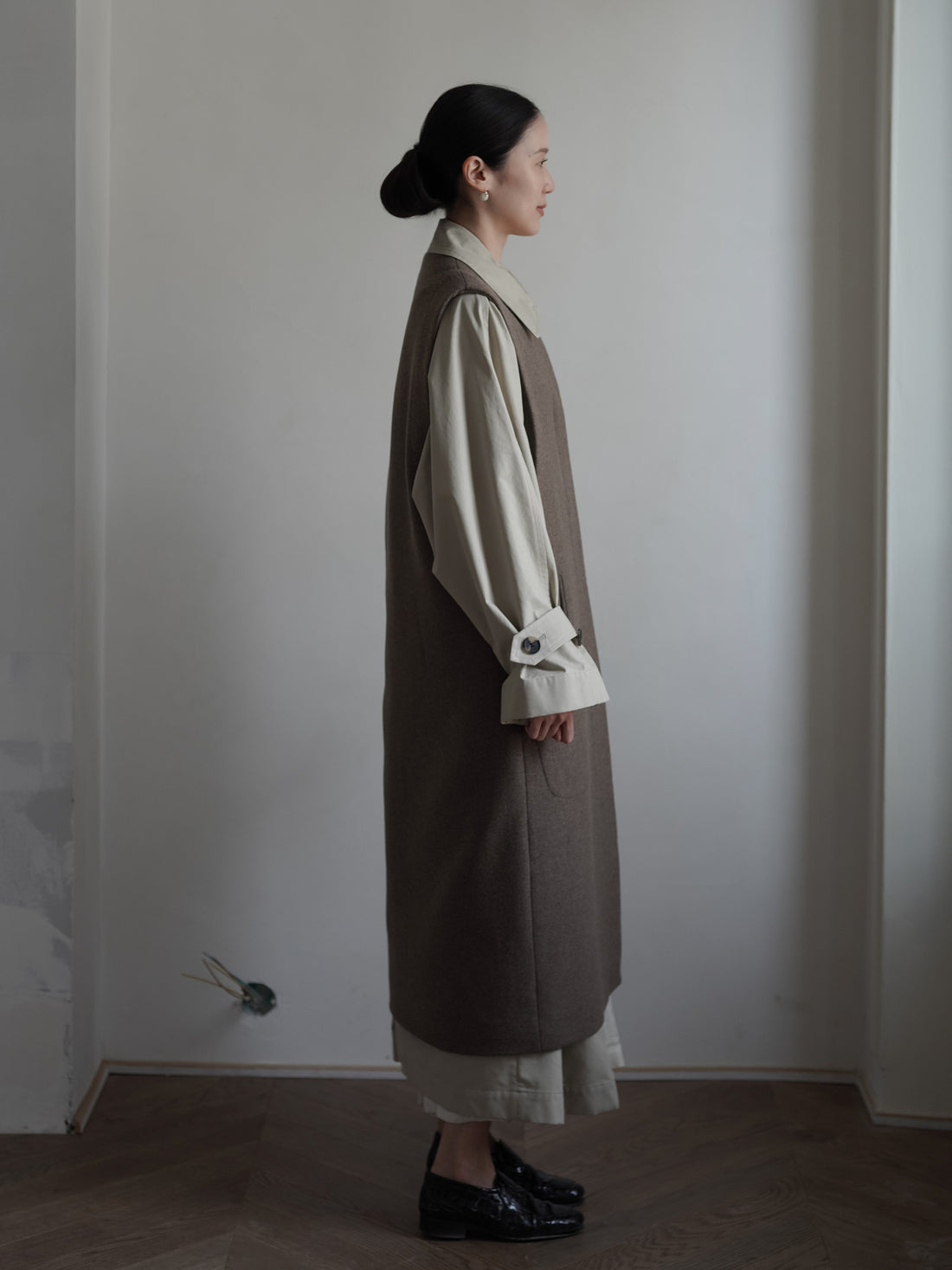 VICTOIRE Wool Blend Long Vest・Taupe