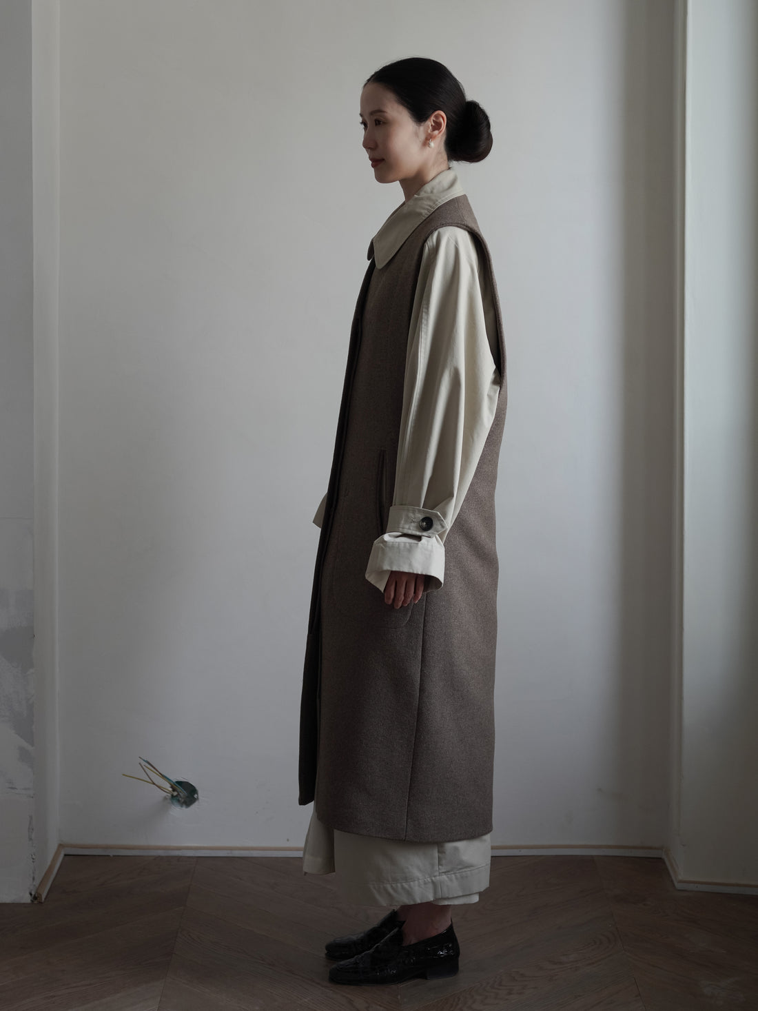 VICTOIRE Wool Blend Long Vest・Taupe
