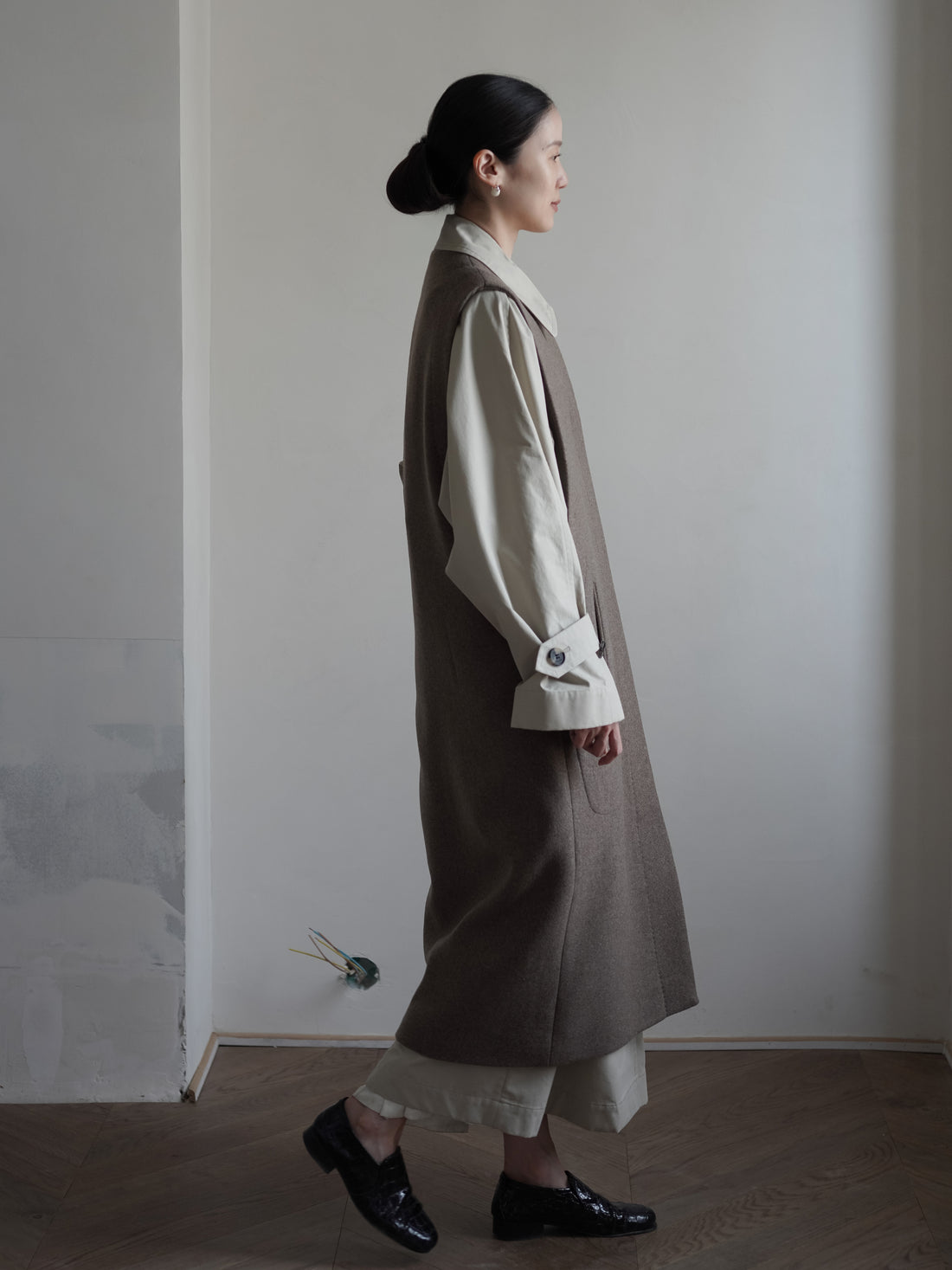 VICTOIRE Wool Blend Long Vest・Taupe