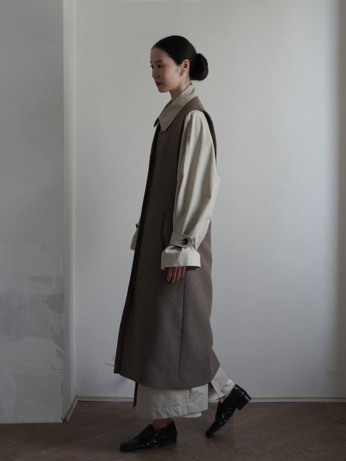 CARO HALF PANAMA Cotton Coat・Stone