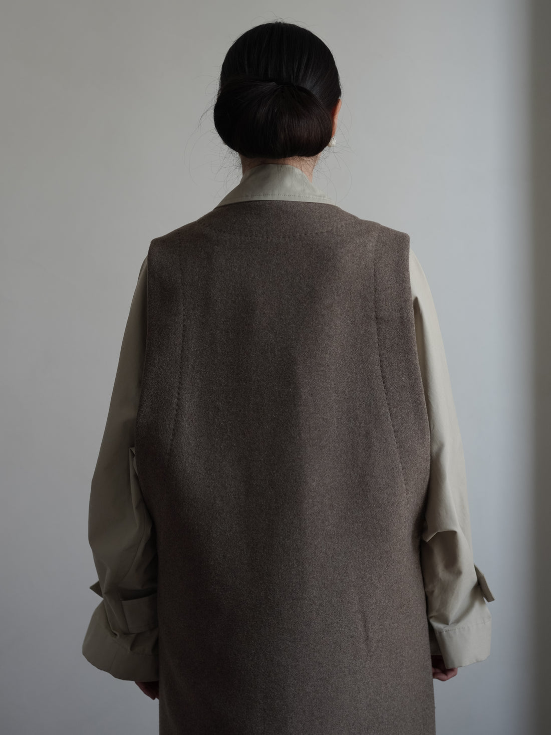 VICTOIRE Wool Blend Long Vest・Taupe
