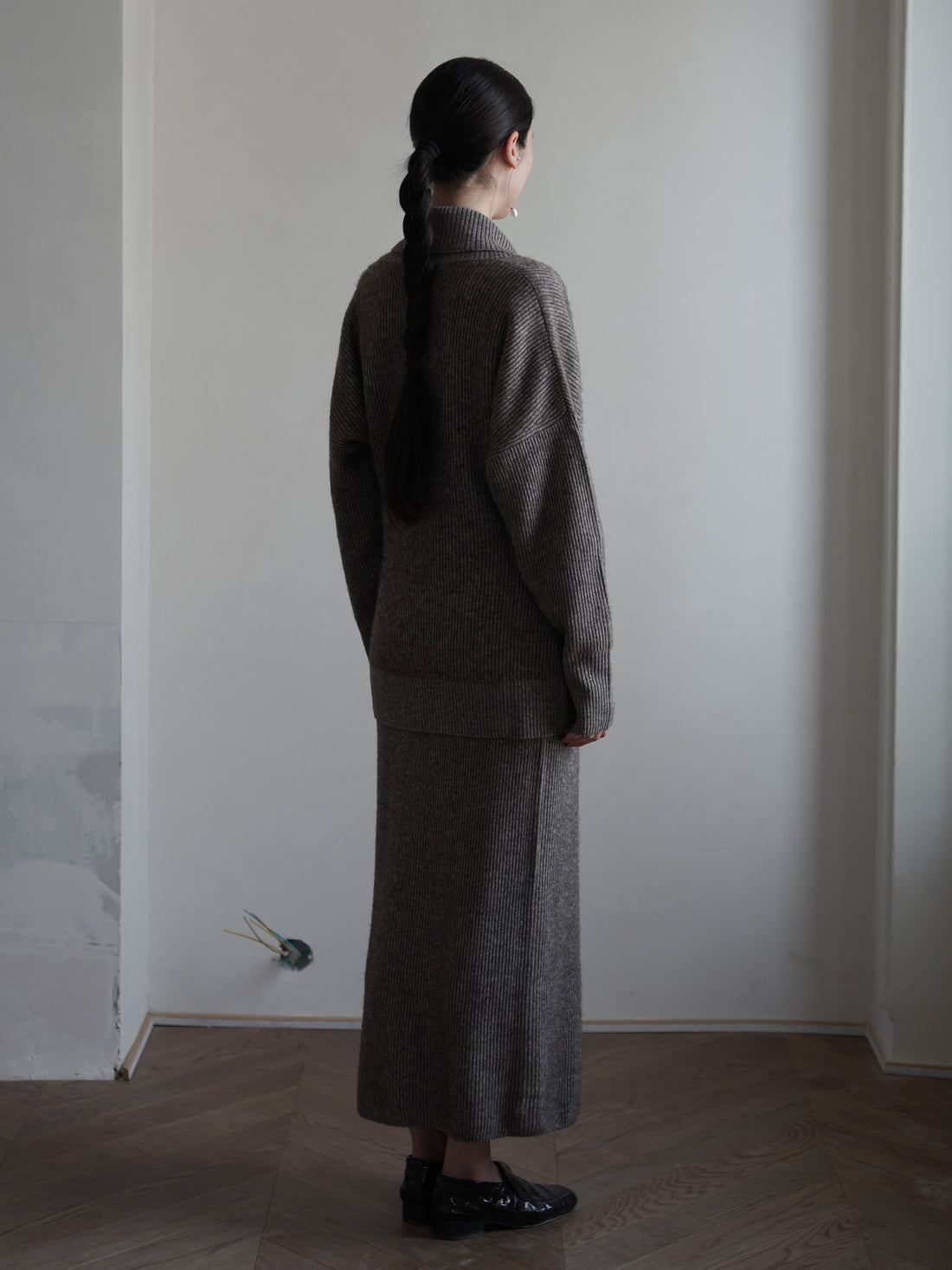 KATSU 真絲犛牛絨針織外套・混色棕