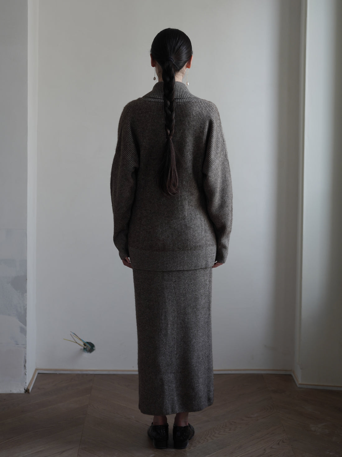 KALUA Silk Yak Knit Skirt・Brown Melange