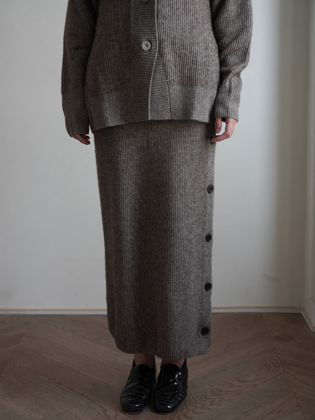 KALUA Silk Yak Knit Skirt・Brown Melange