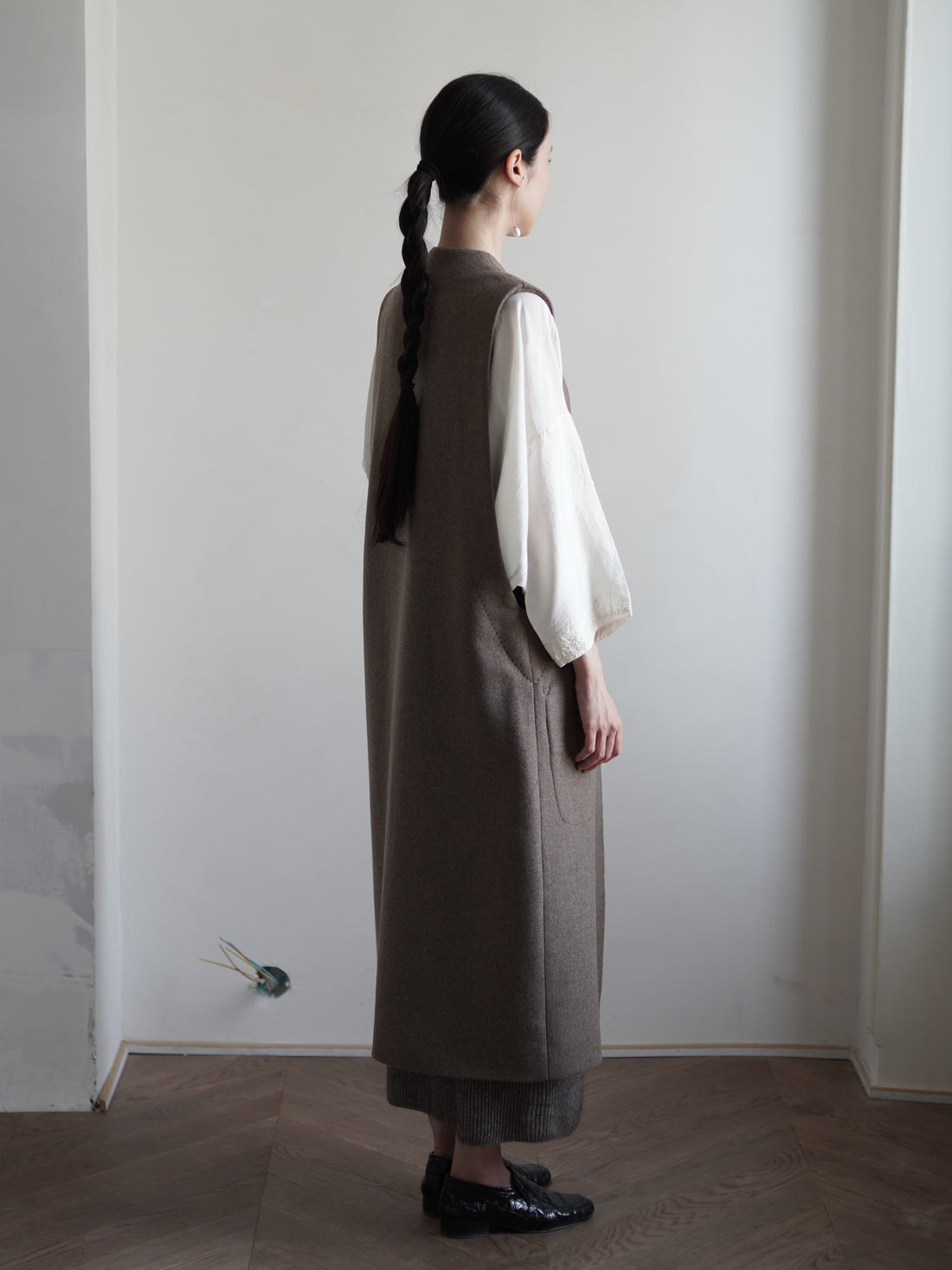 VICTOIRE Wool Blend Long Vest・Taupe