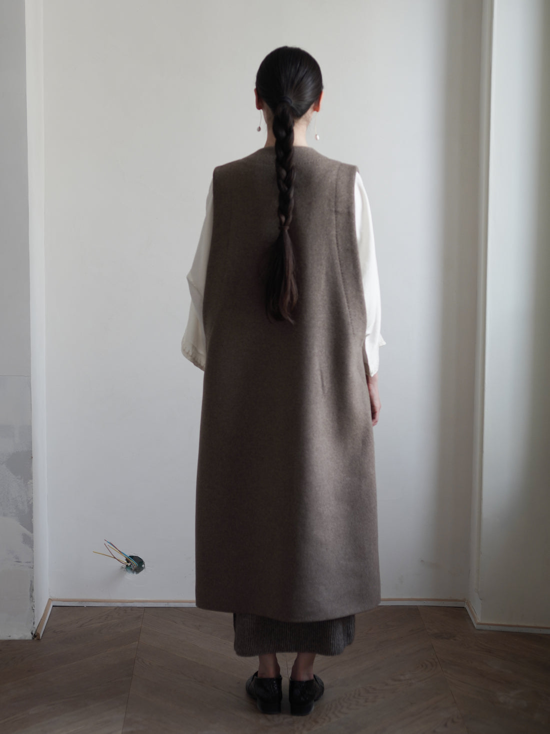 VICTOIRE Wool Blend Long Vest・Taupe