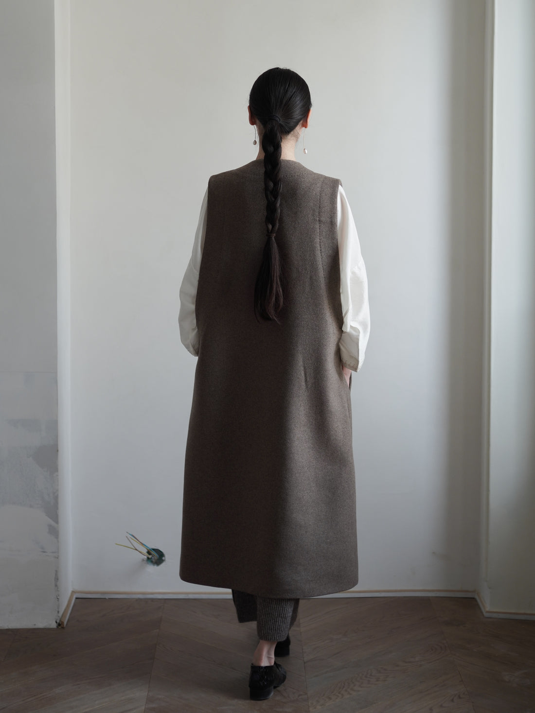 VICTOIRE Wool Blend Long Vest・Taupe