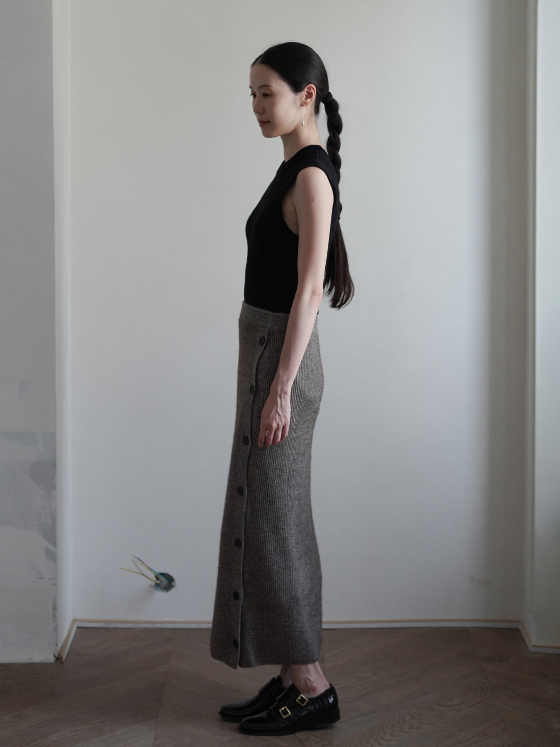 KALUA Silk Yak Knit Skirt・Brown Melange