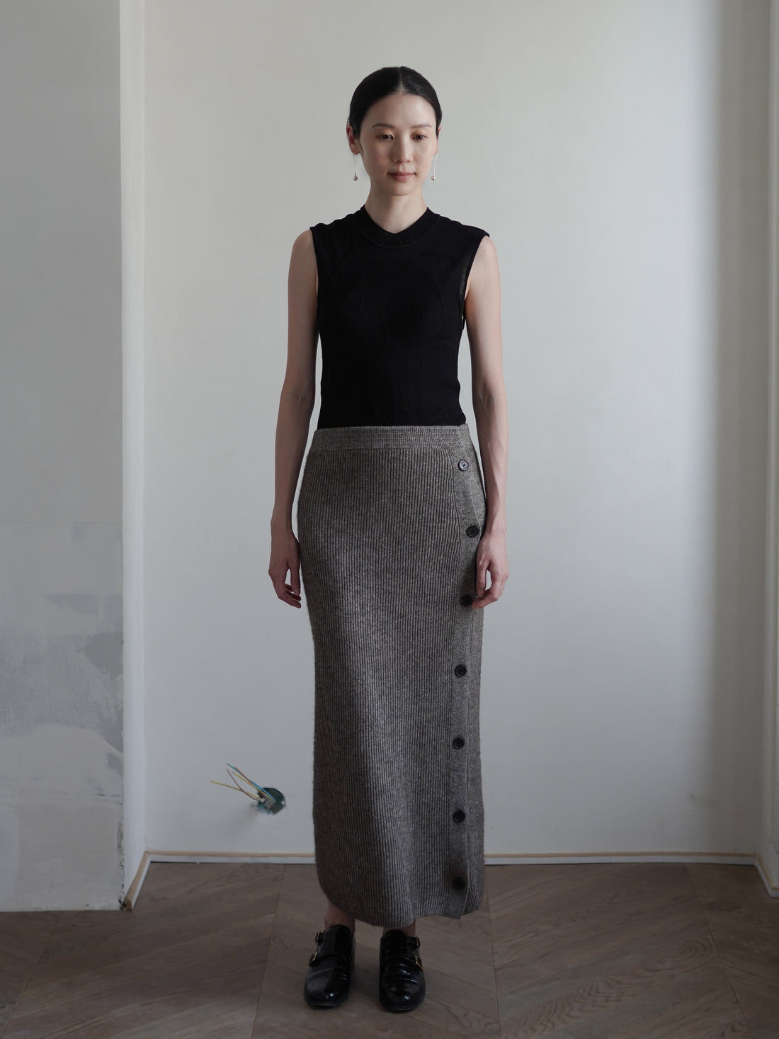 KALUA Silk Yak Knit Skirt・Brown Melange