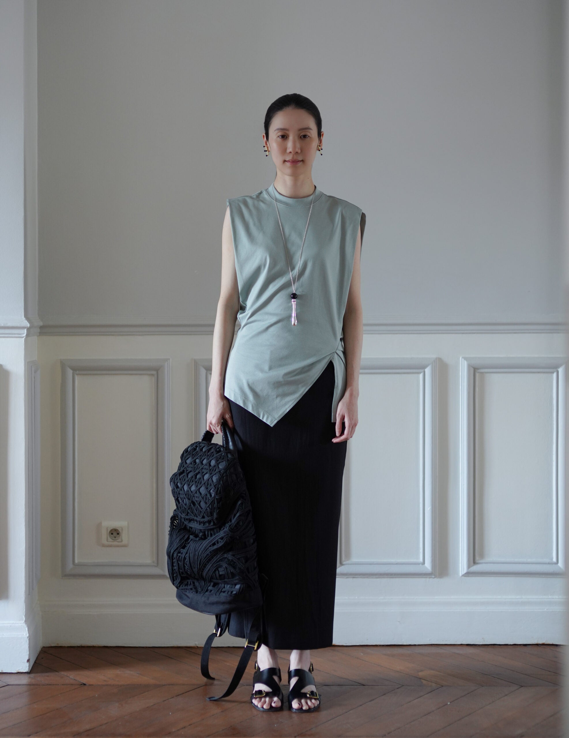 Cording Embroidery Backpack・Black