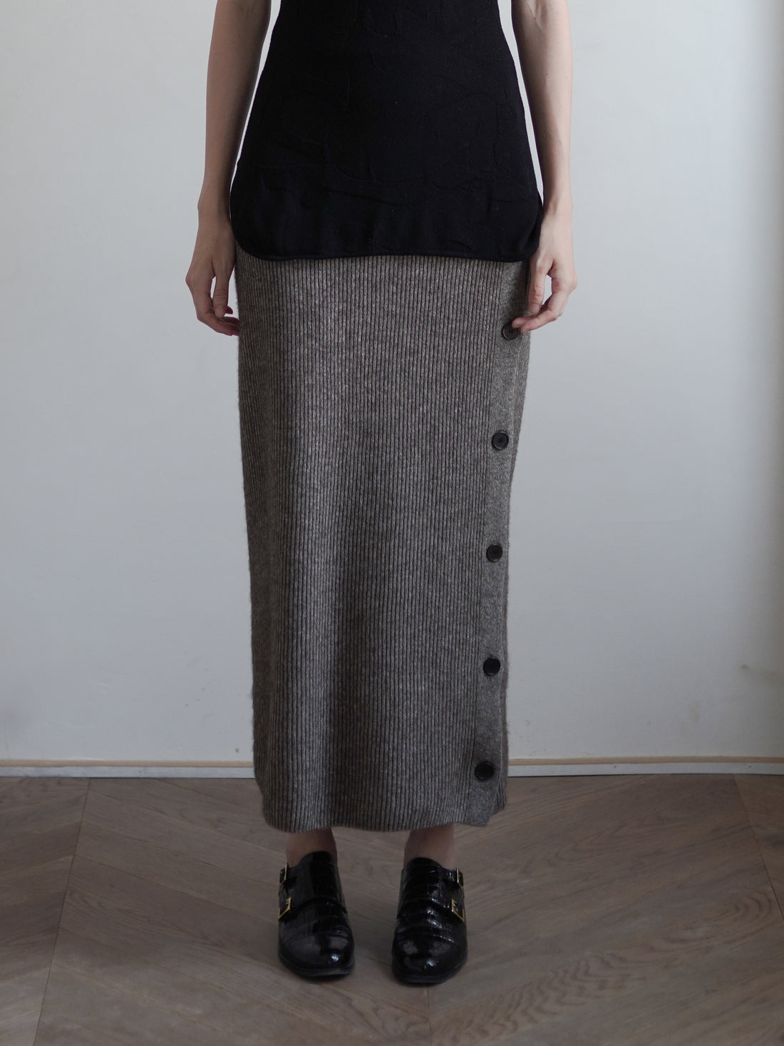KALUA Silk Yak Knit Skirt・Brown Melange