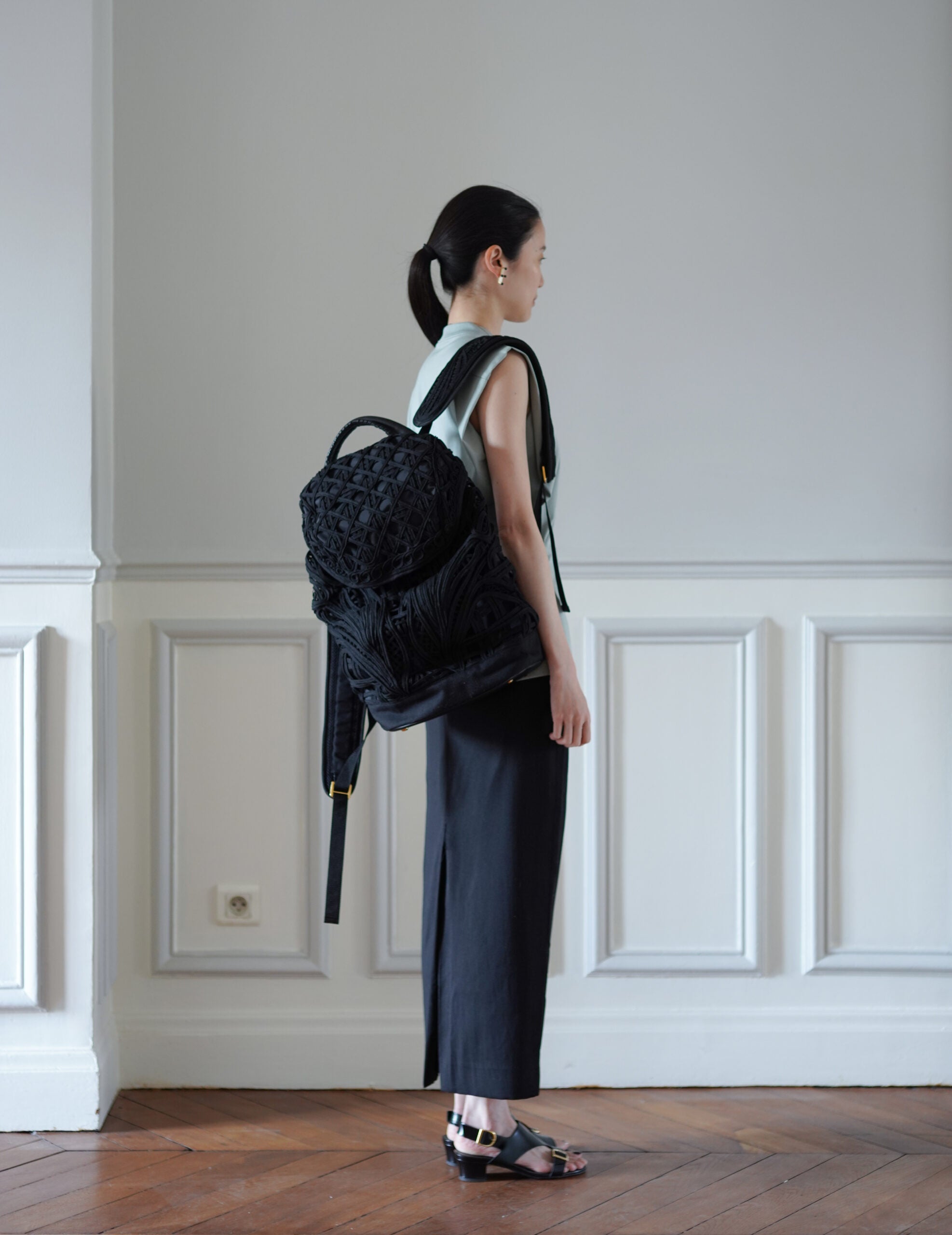 Cording Embroidery Backpack・Black