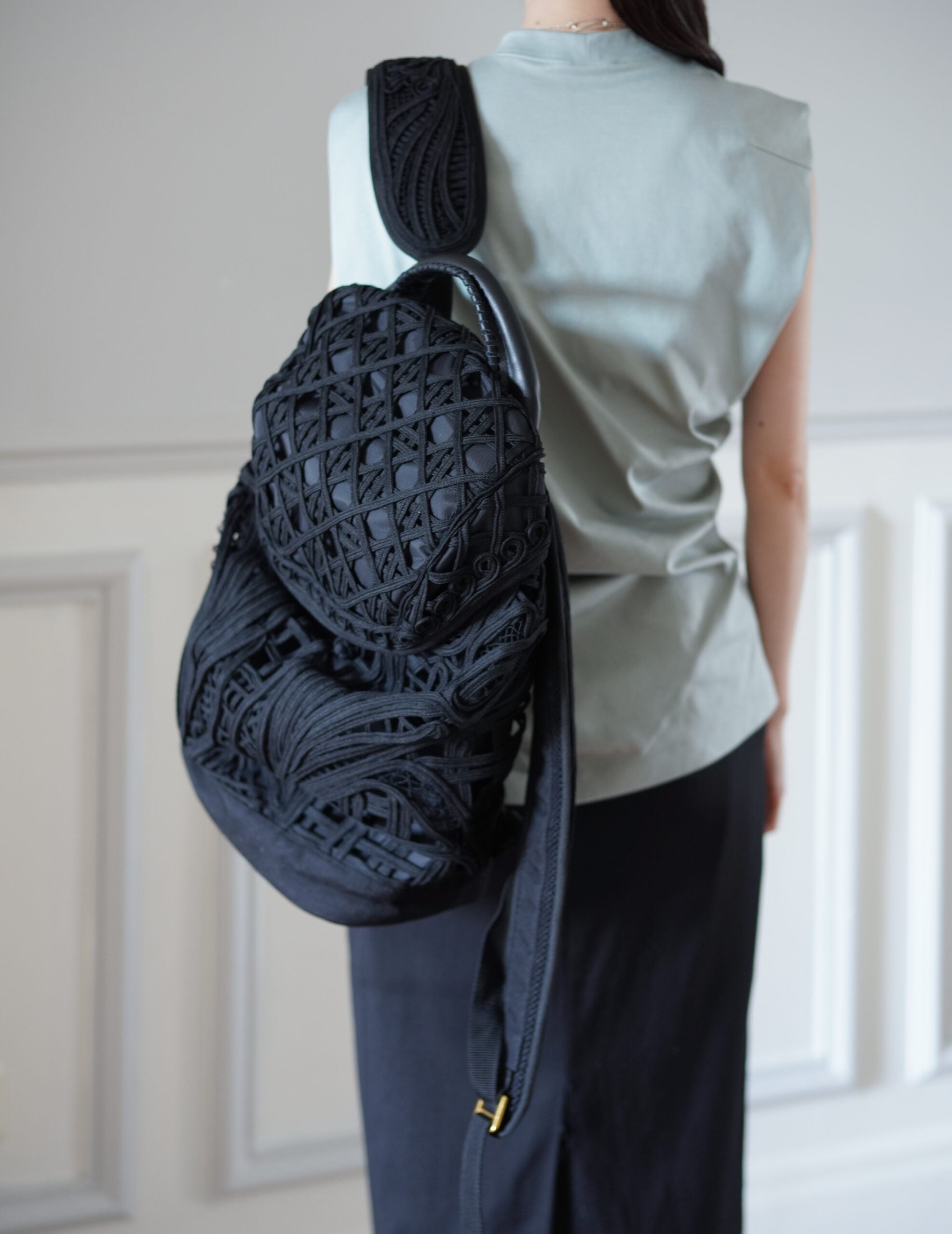 Cording Embroidery Backpack・Black