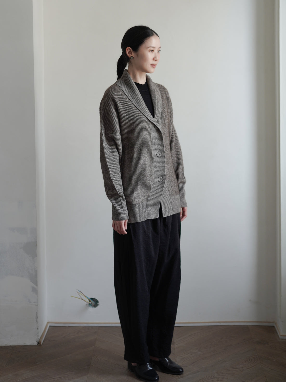 KATSU 真絲犛牛絨針織外套・混色棕