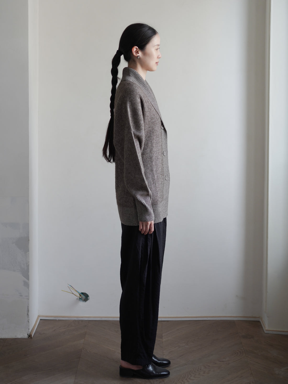 KATSU 真絲犛牛絨針織外套・混色棕