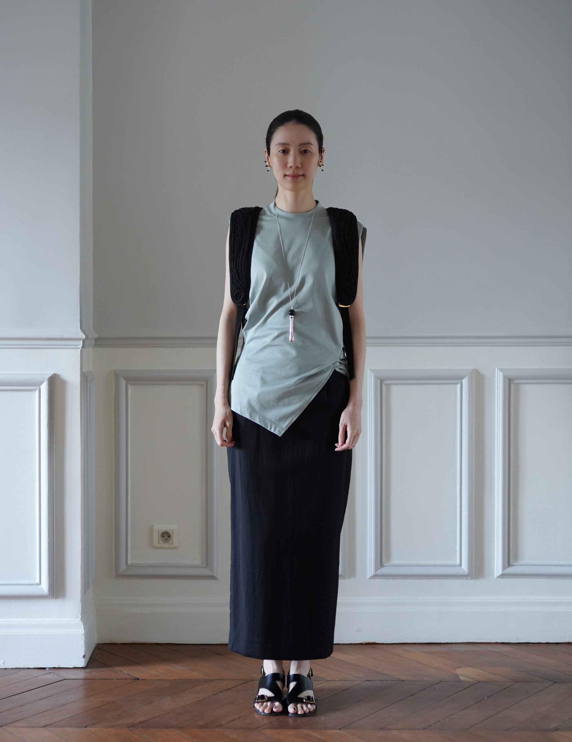 Cording Embroidery Backpack・Black