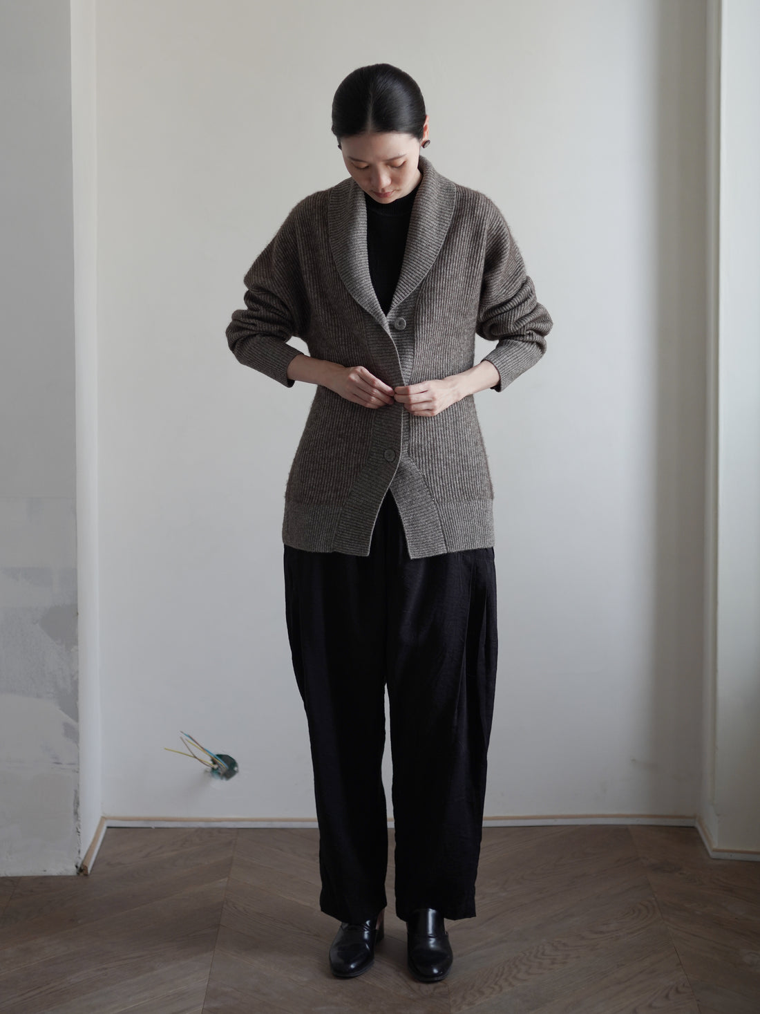 KATSU 真絲犛牛絨針織外套・混色棕