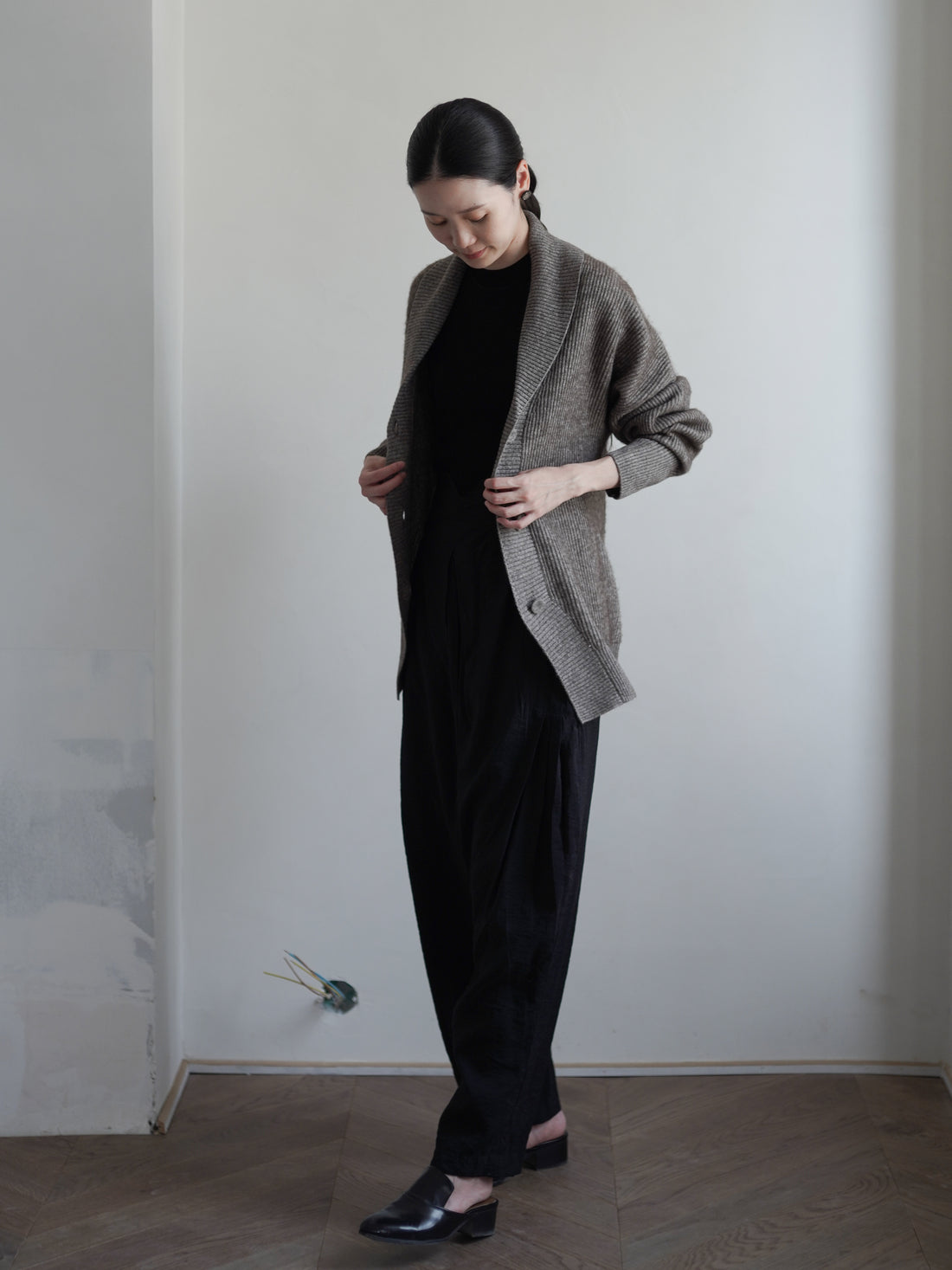 KATSU 真絲犛牛絨針織外套・混色棕