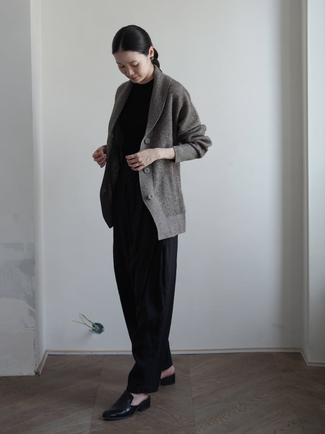 KATSU 真絲犛牛絨針織外套・混色棕