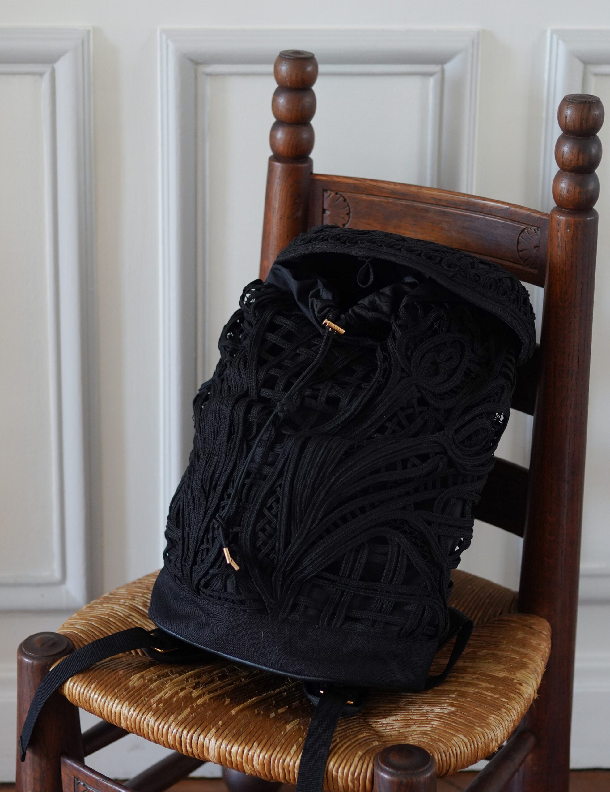 Cording Embroidery Backpack・Black