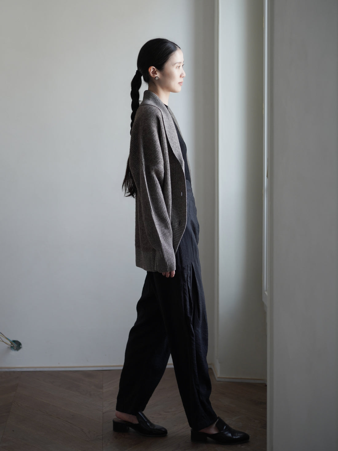 KATSU 真絲犛牛絨針織外套・混色棕