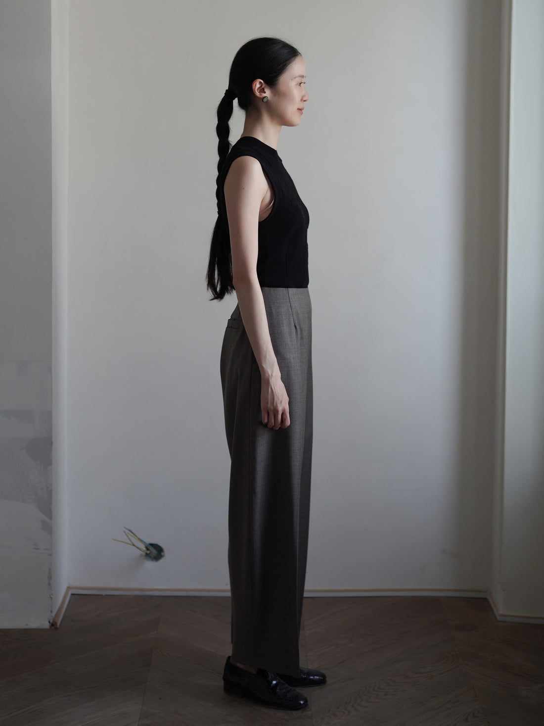 PAVOT Wool Blend Barrel Leg Pants・Mink