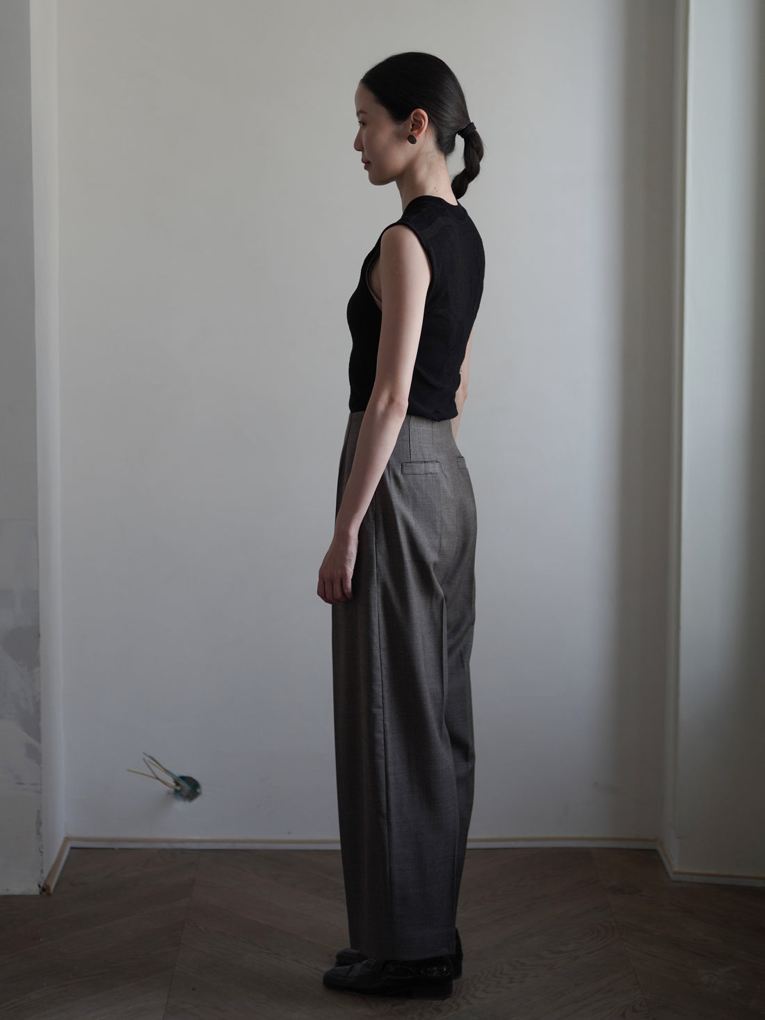 PAVOT Wool Blend Barrel Leg Pants・Mink