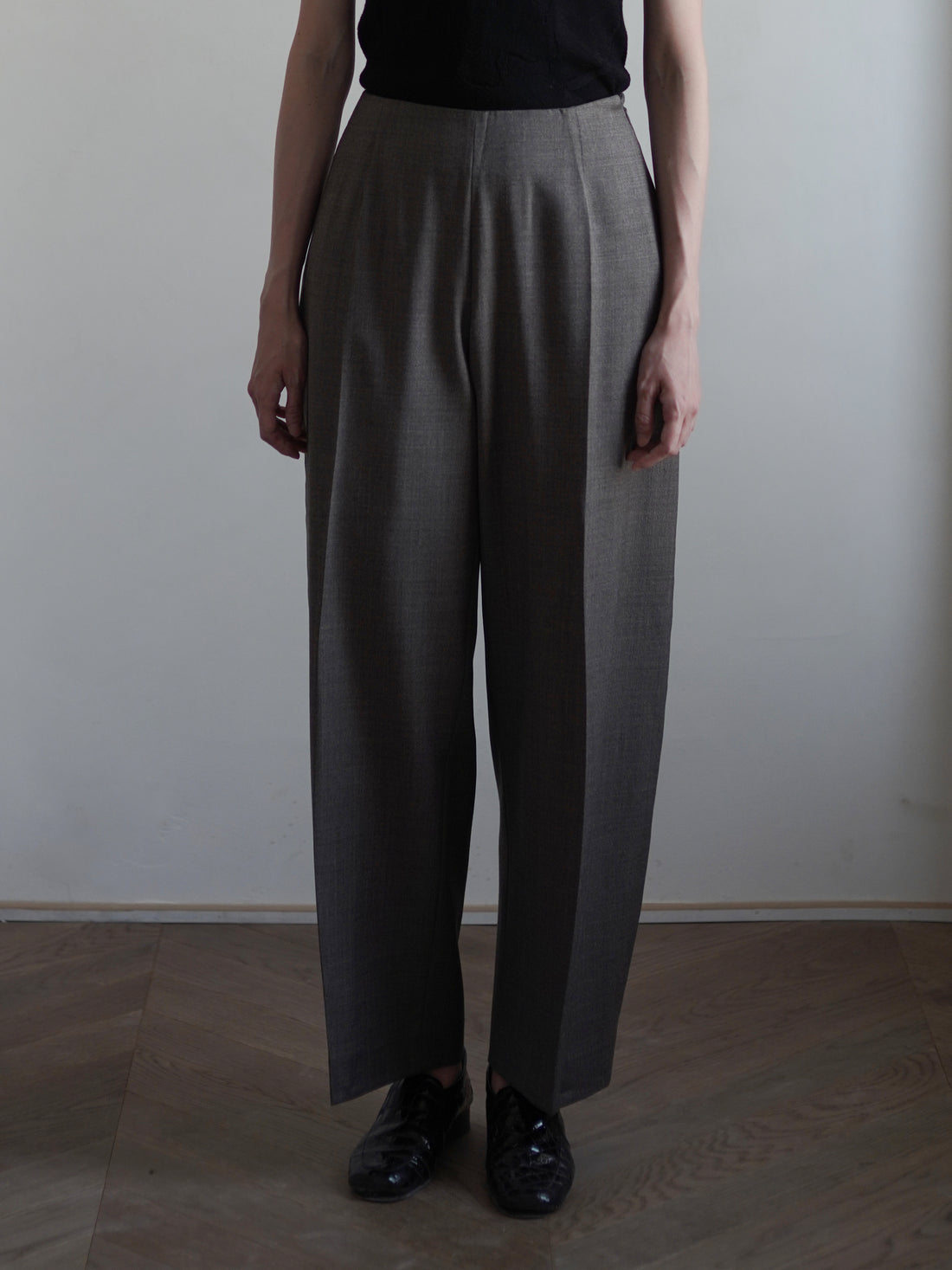 PAVOT Wool Blend Barrel Leg Pants・Mink