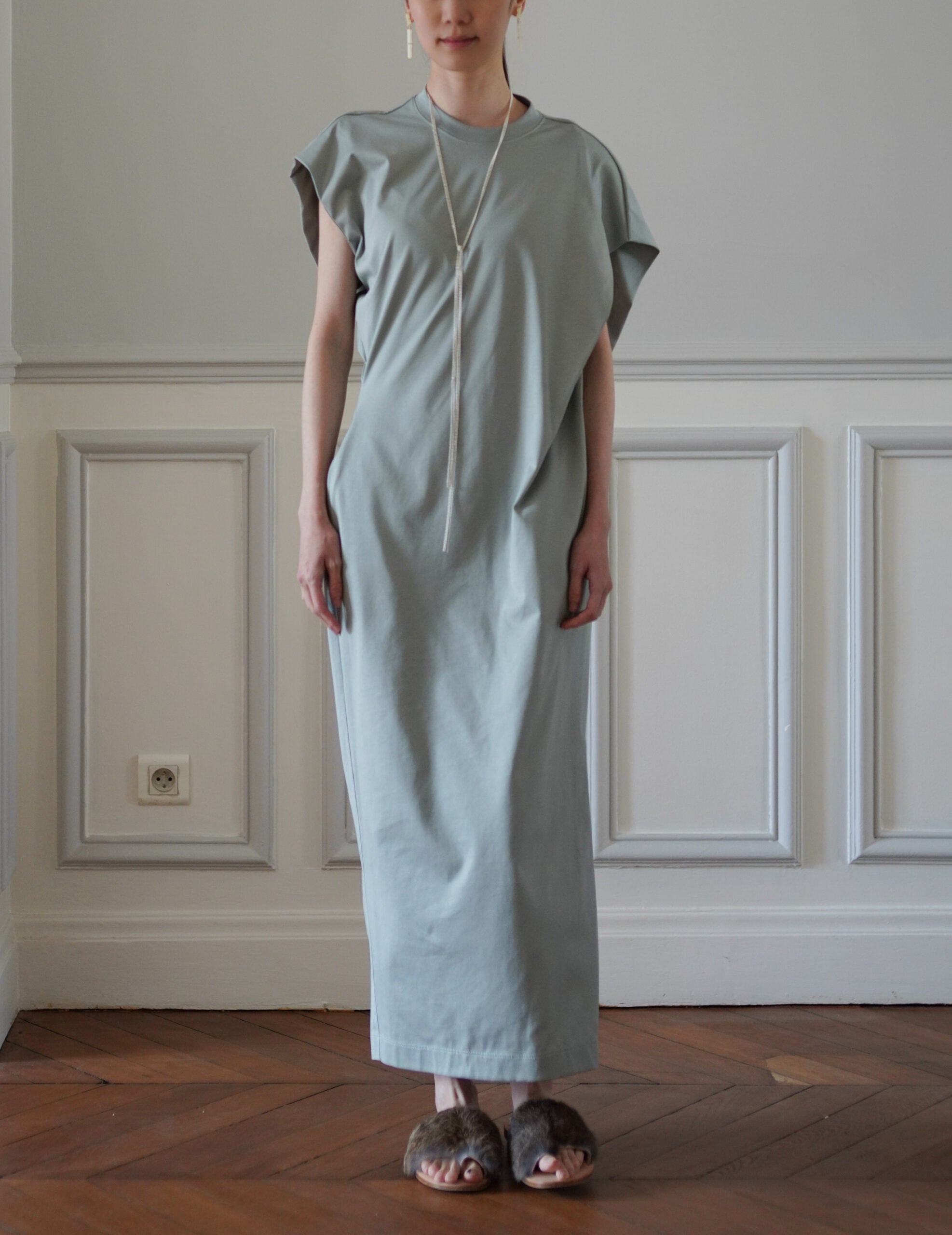 Cotton Jersey Asymmetric Dress・Grey