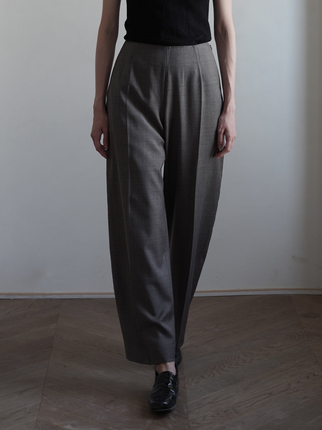 PAVOT Wool Blend Barrel Leg Pants・Mink