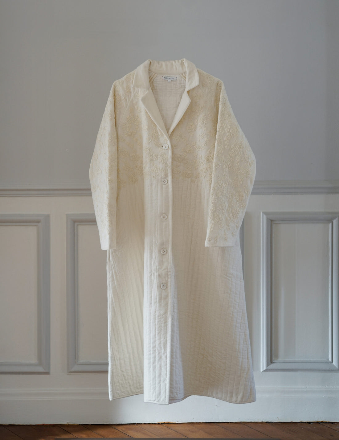 RITA Quilted Coat with Blossom Embroidery ・ Ivory