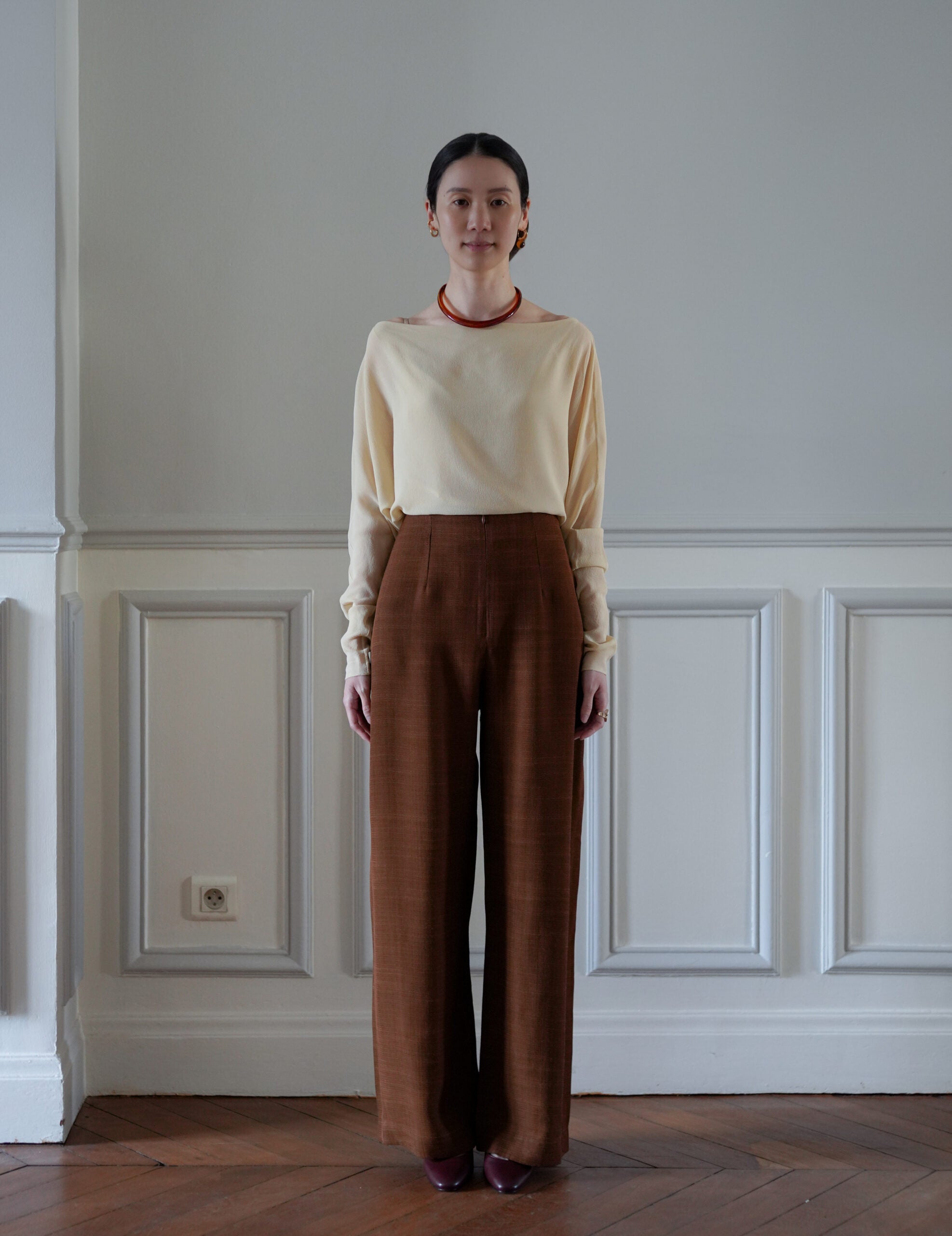 Saga 高腰直筒褲・肉桂色