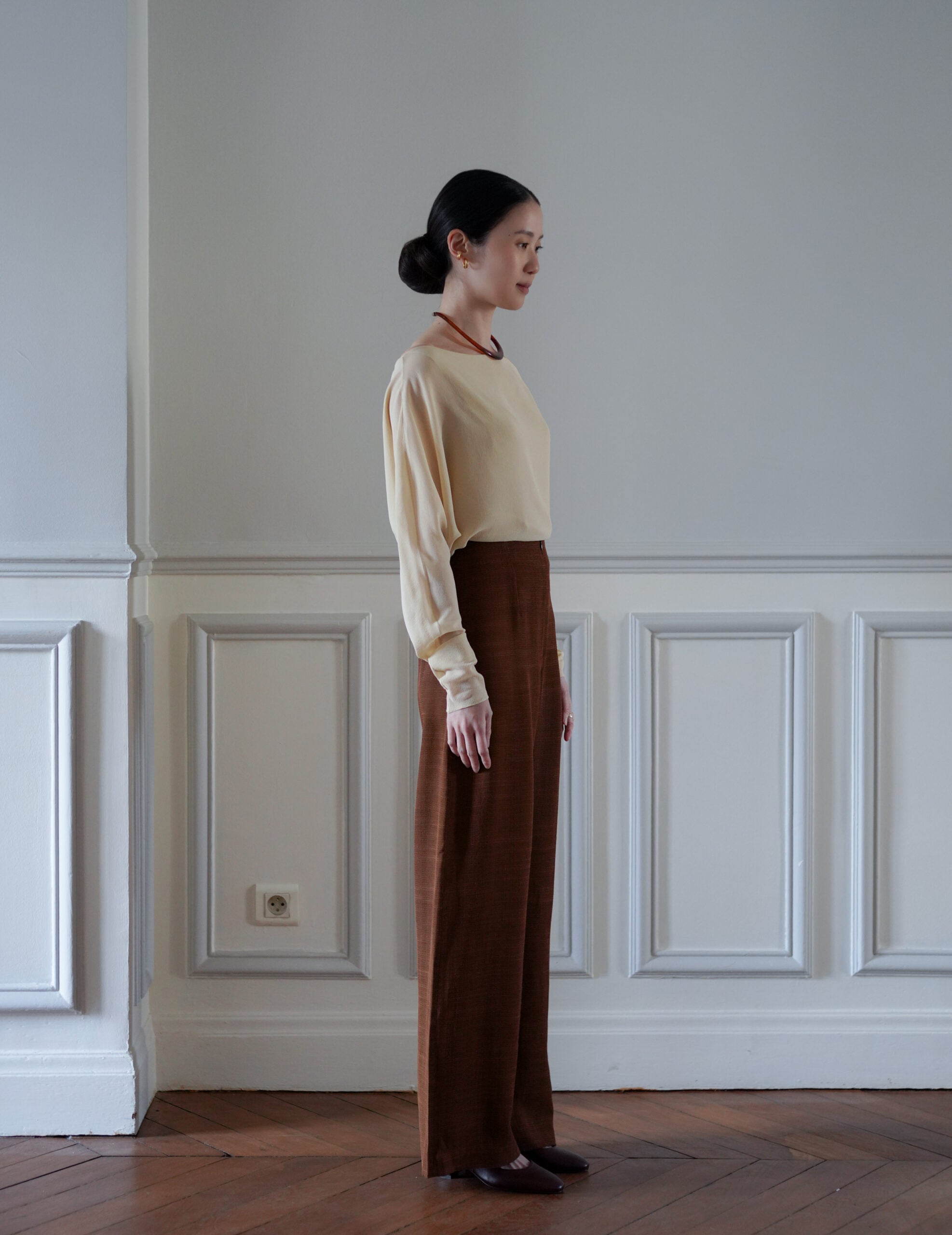 Saga 高腰直筒褲・肉桂色