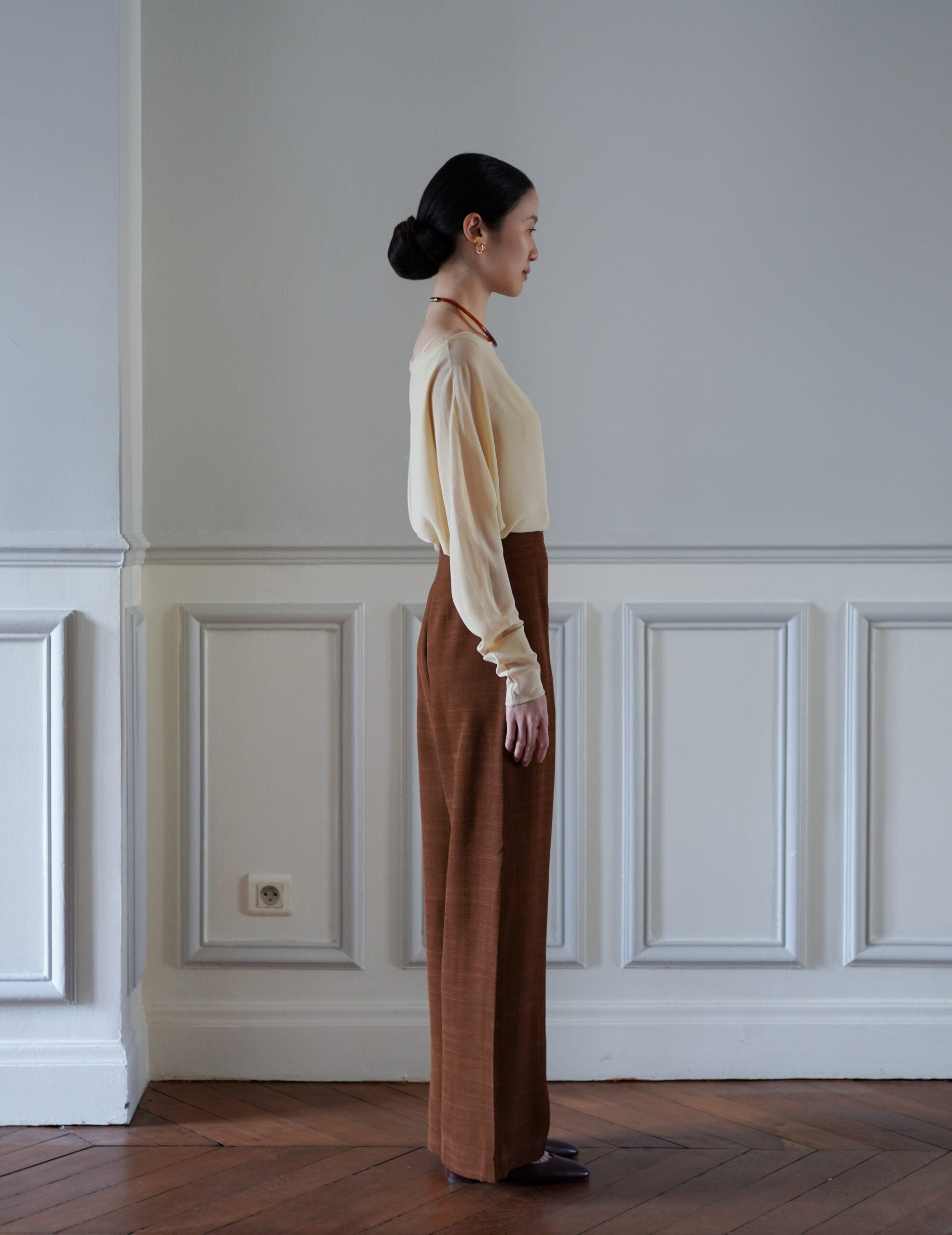 Saga 高腰直筒褲・肉桂色