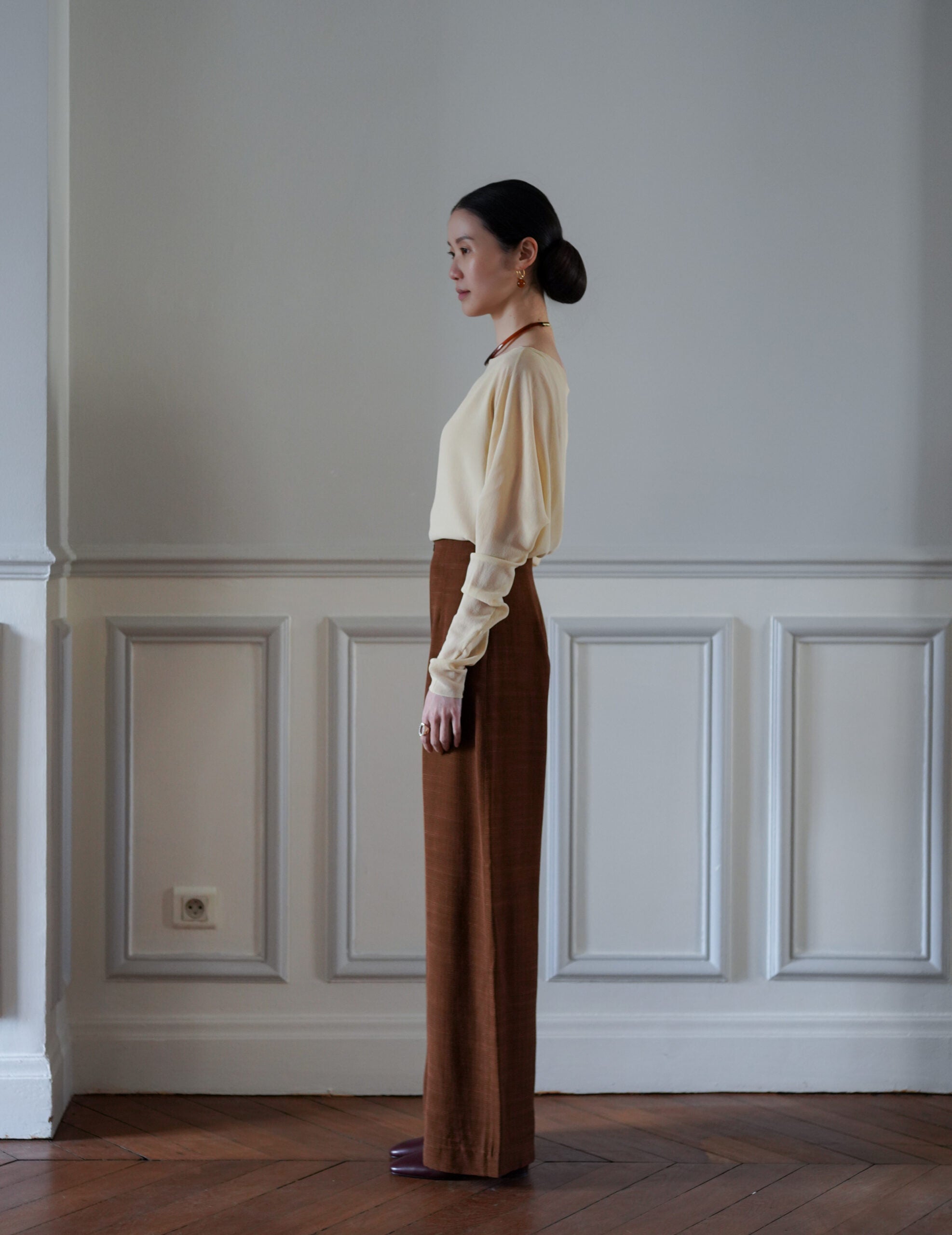 Saga 高腰直筒褲・肉桂色