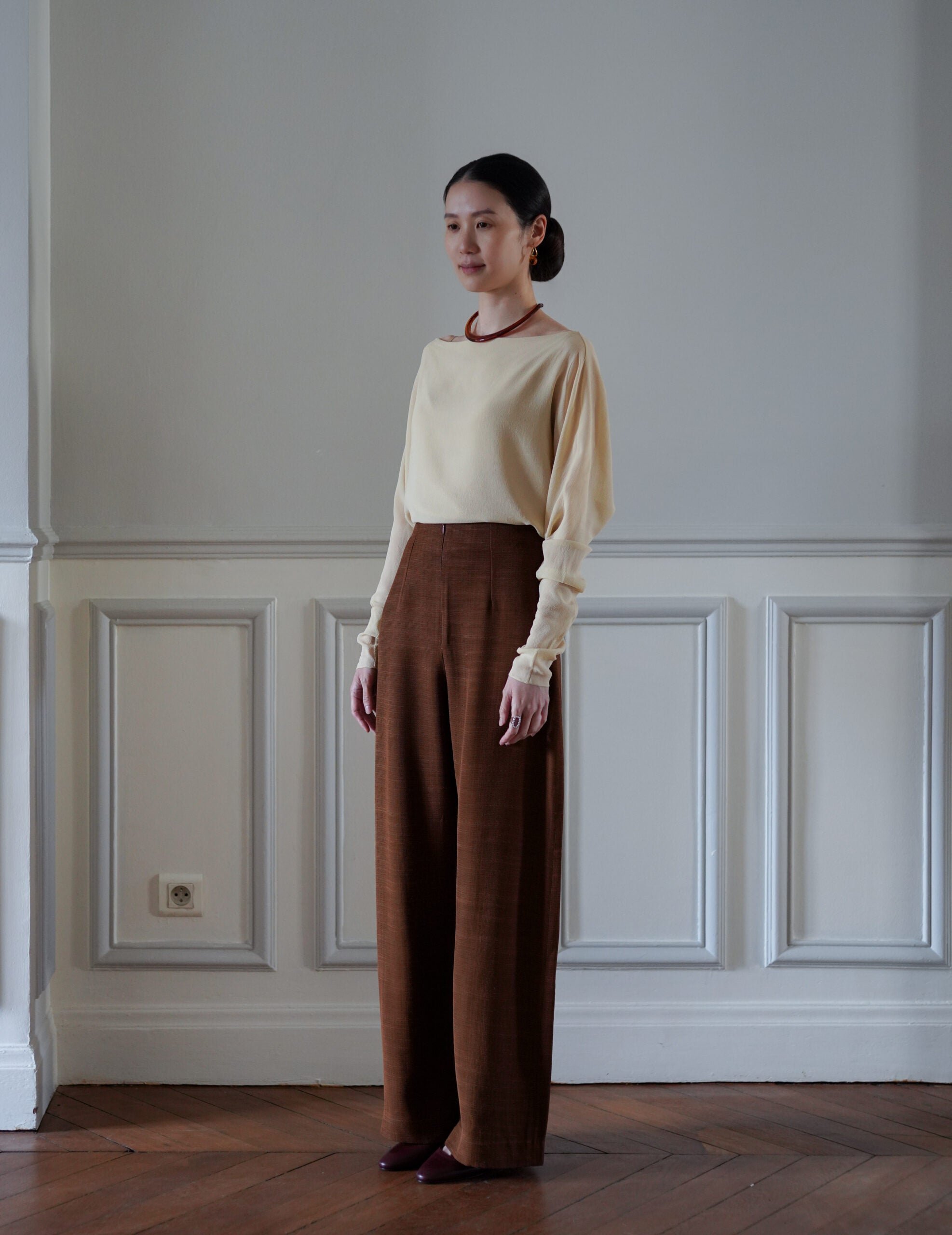 Saga 高腰直筒褲・肉桂色