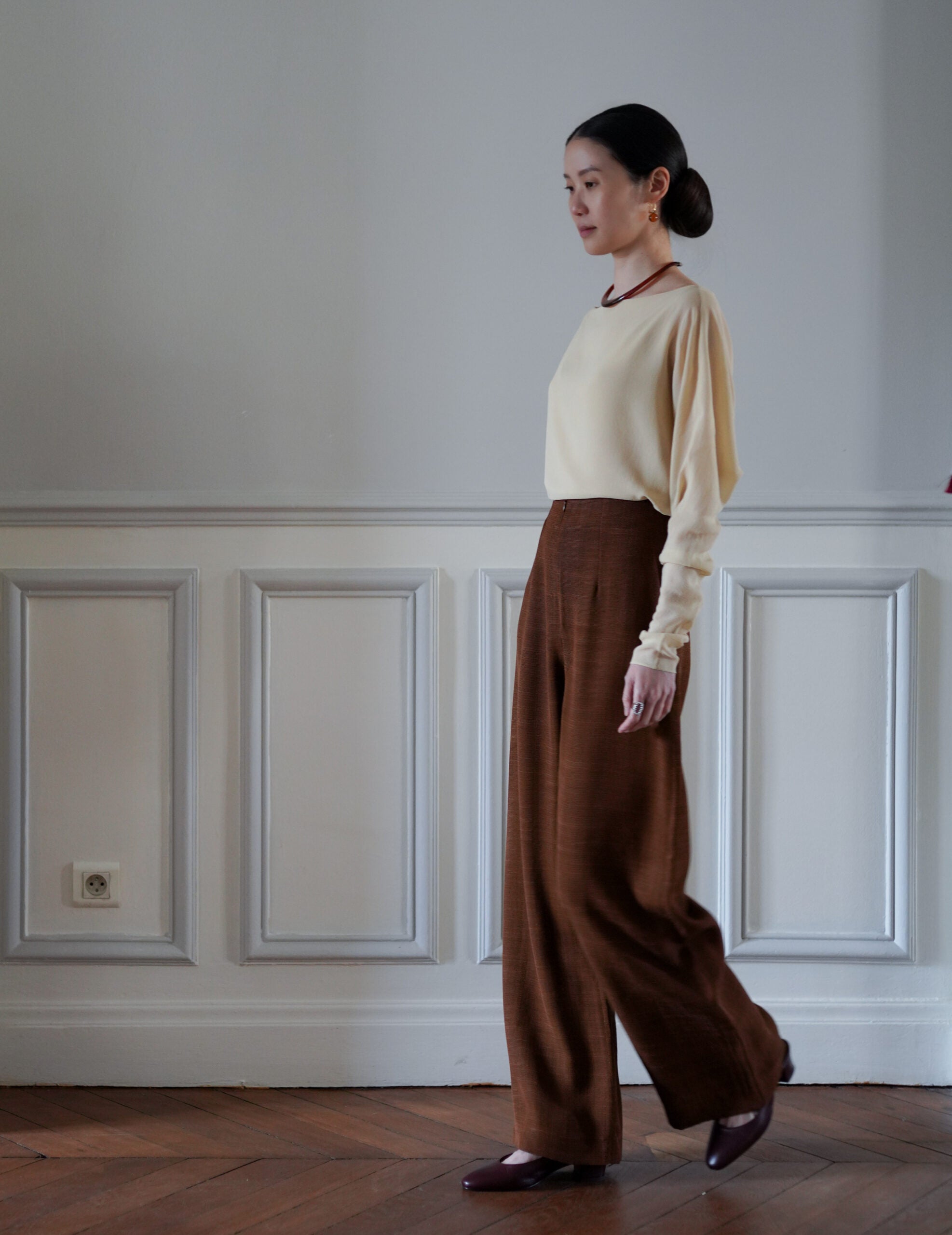 Saga 高腰直筒褲・肉桂色