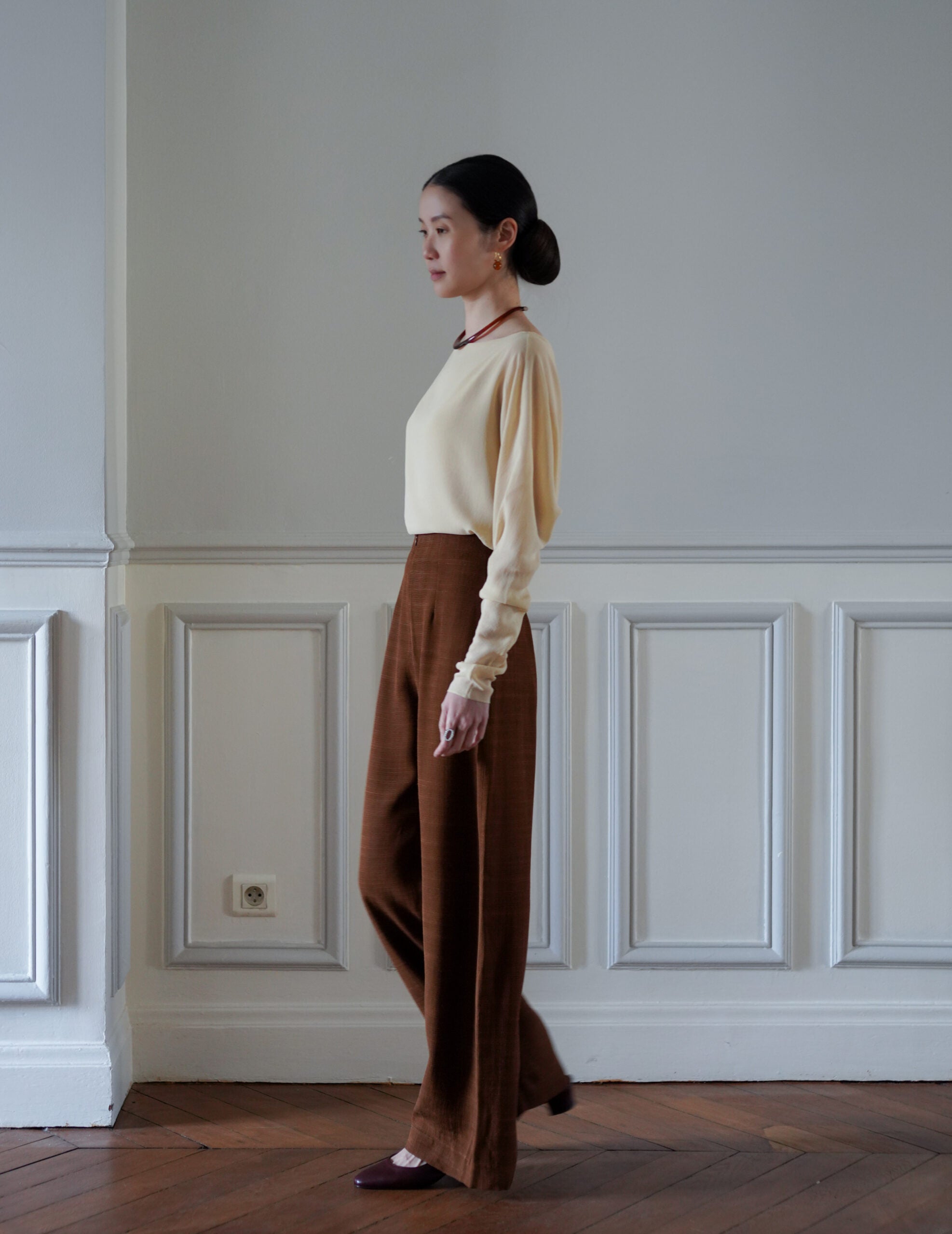 Saga 高腰直筒褲・肉桂色