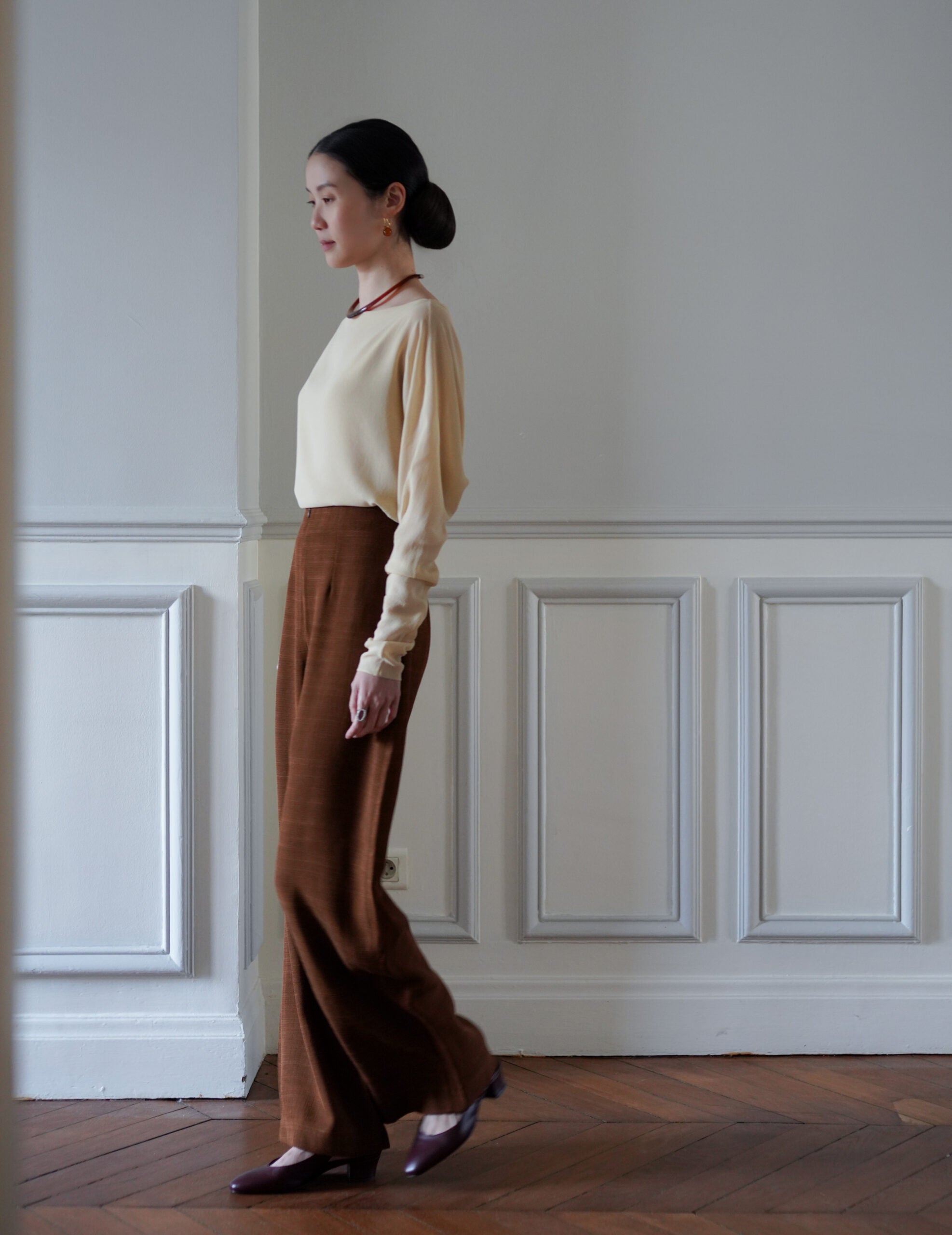 Saga 高腰直筒褲・肉桂色