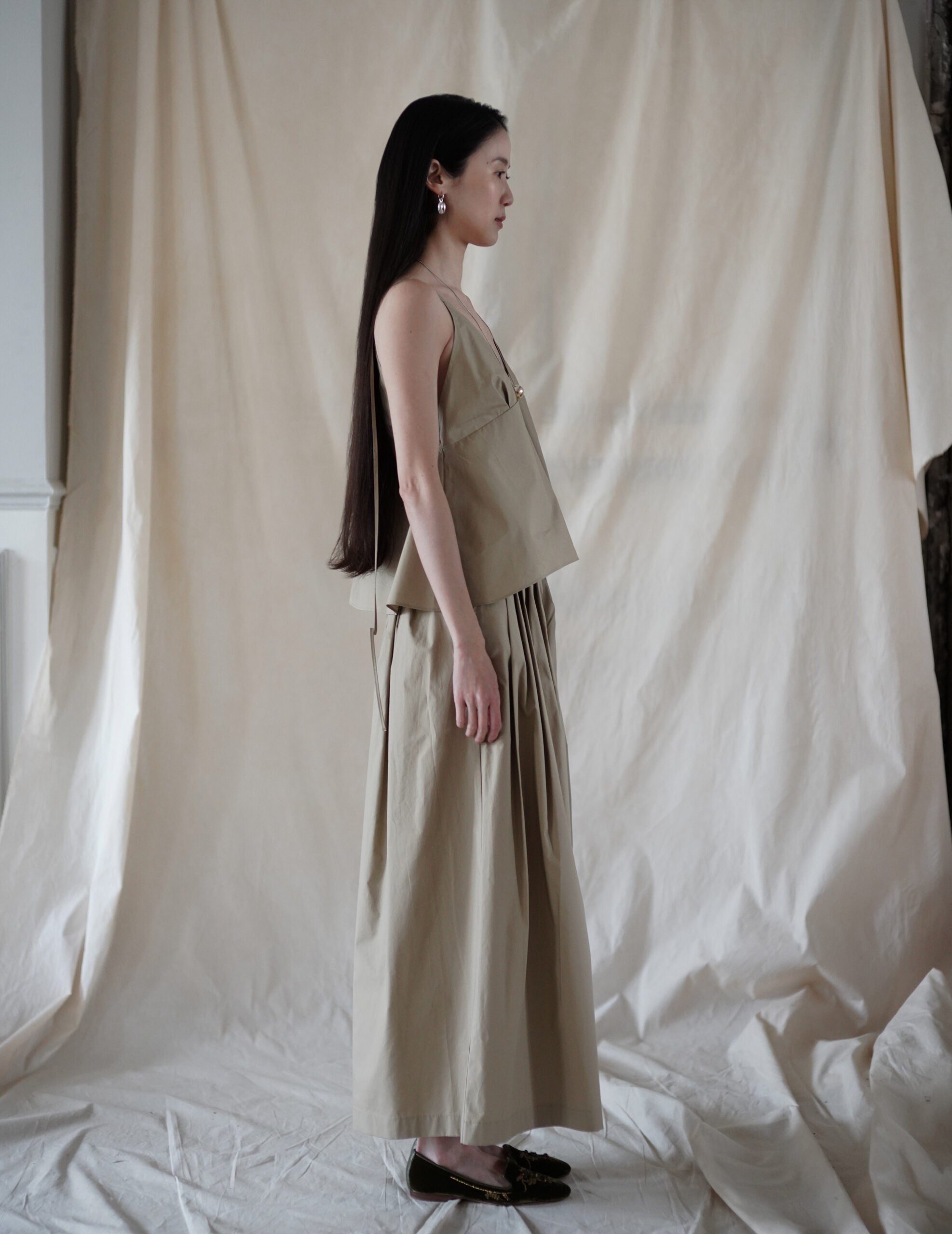 Cotton Pleated Camisole・Beige