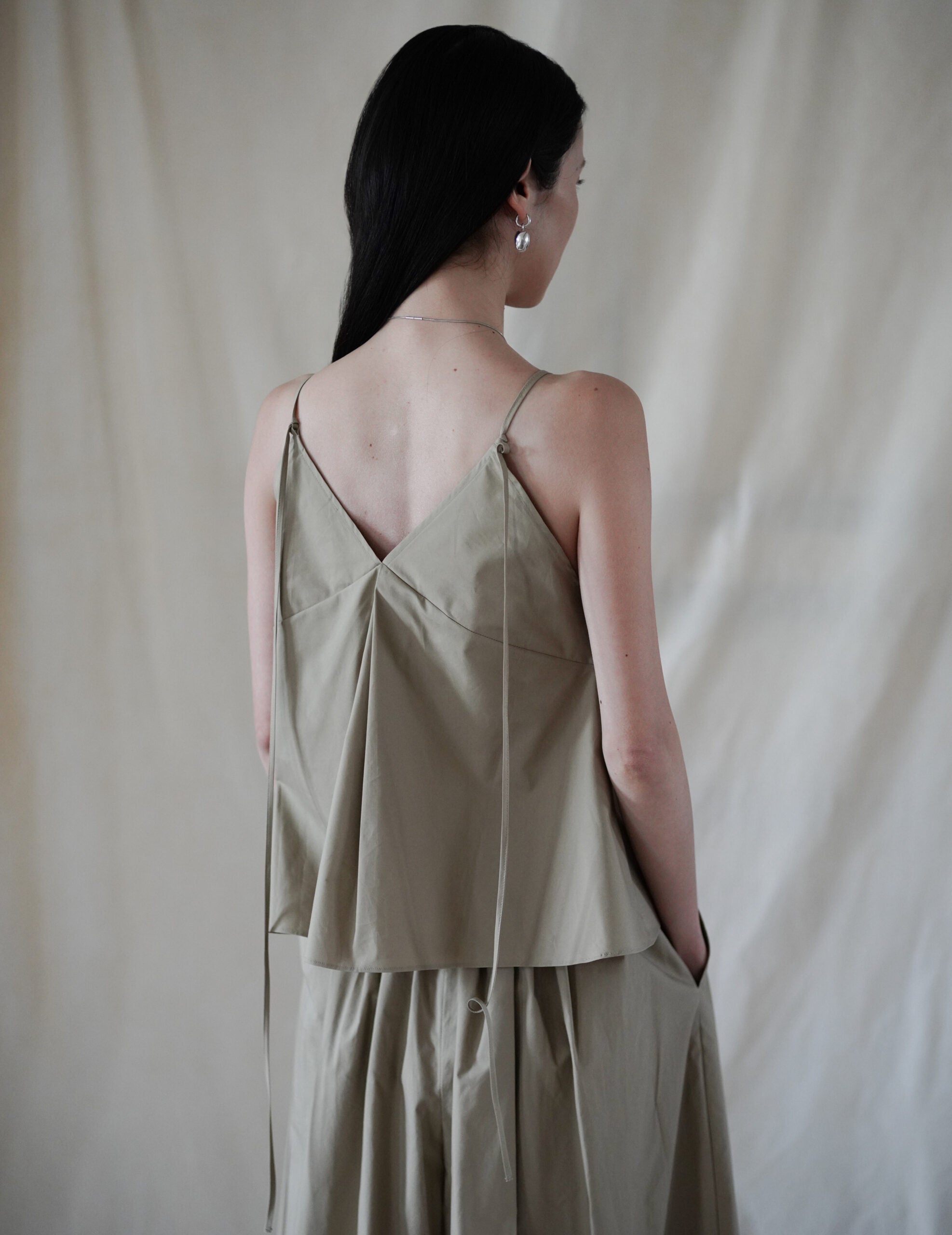Cotton Pleated Camisole・Beige