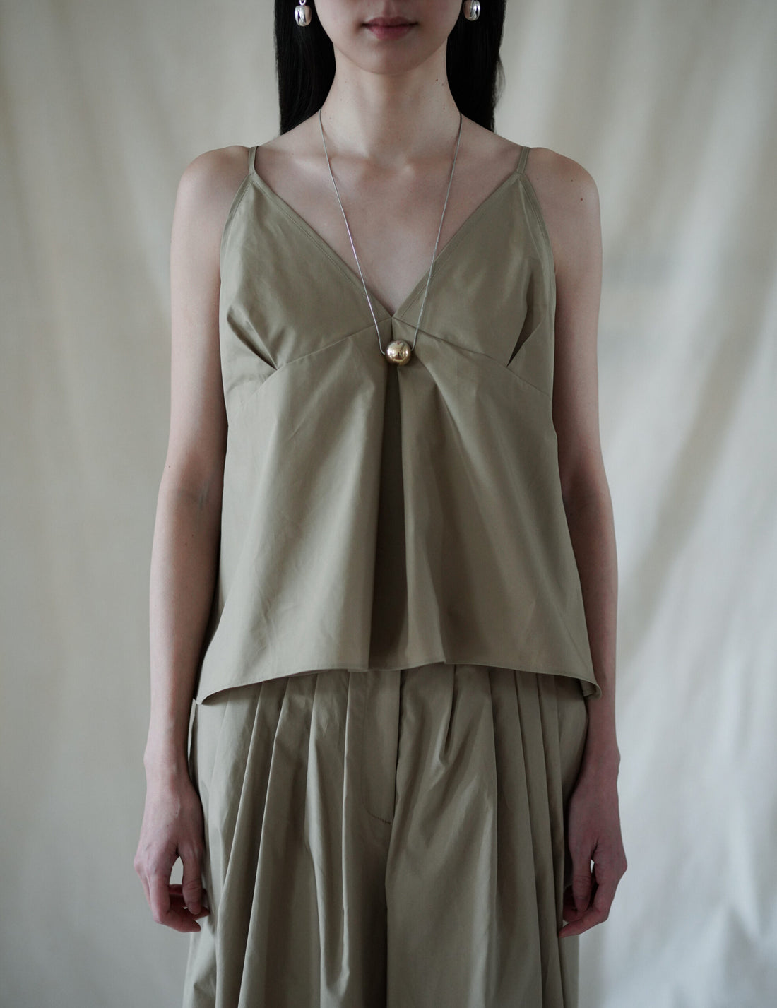 Cotton Pleated Camisole・Beige